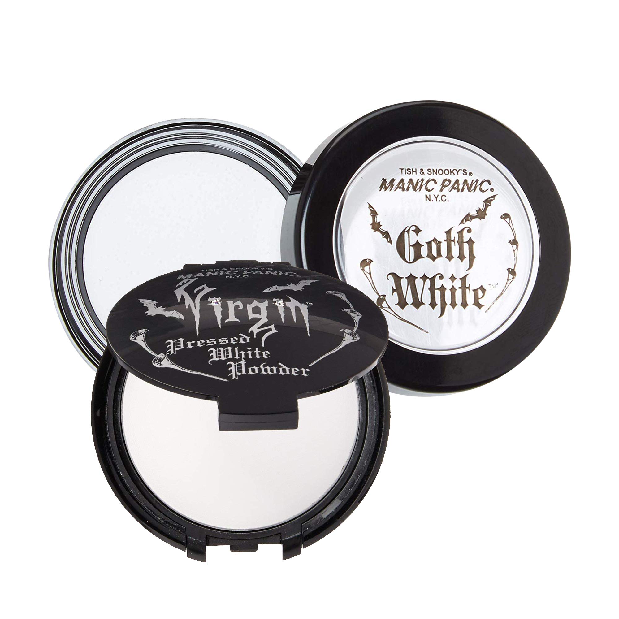MANIC PANICGoth White Cream to Powder Foundation - Full Coverage Cream Foundation for Halloween, Cosplay or Costume Makeup - Base, Primer, Under Eyes Concealer or Shadow Brightener - Vegan