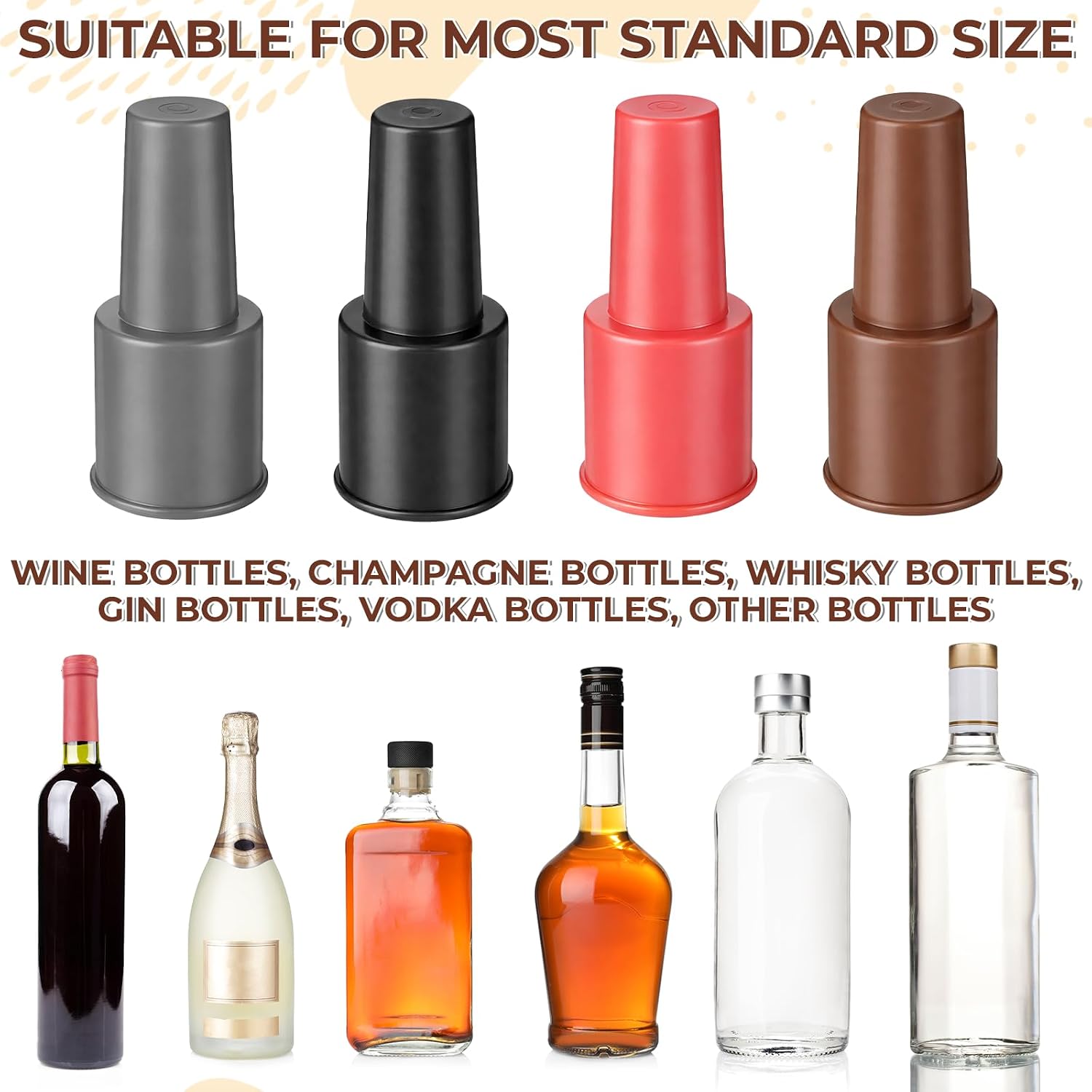 JJUNW 8 Pcs Silicone Wine Stopper, Reusable Champagne Bottle Stoppers