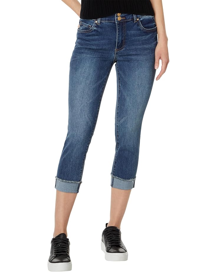 KUT from the Kloth Amy Crop Straight - Waistband Double Button Roll-Up in Showcase - Main View