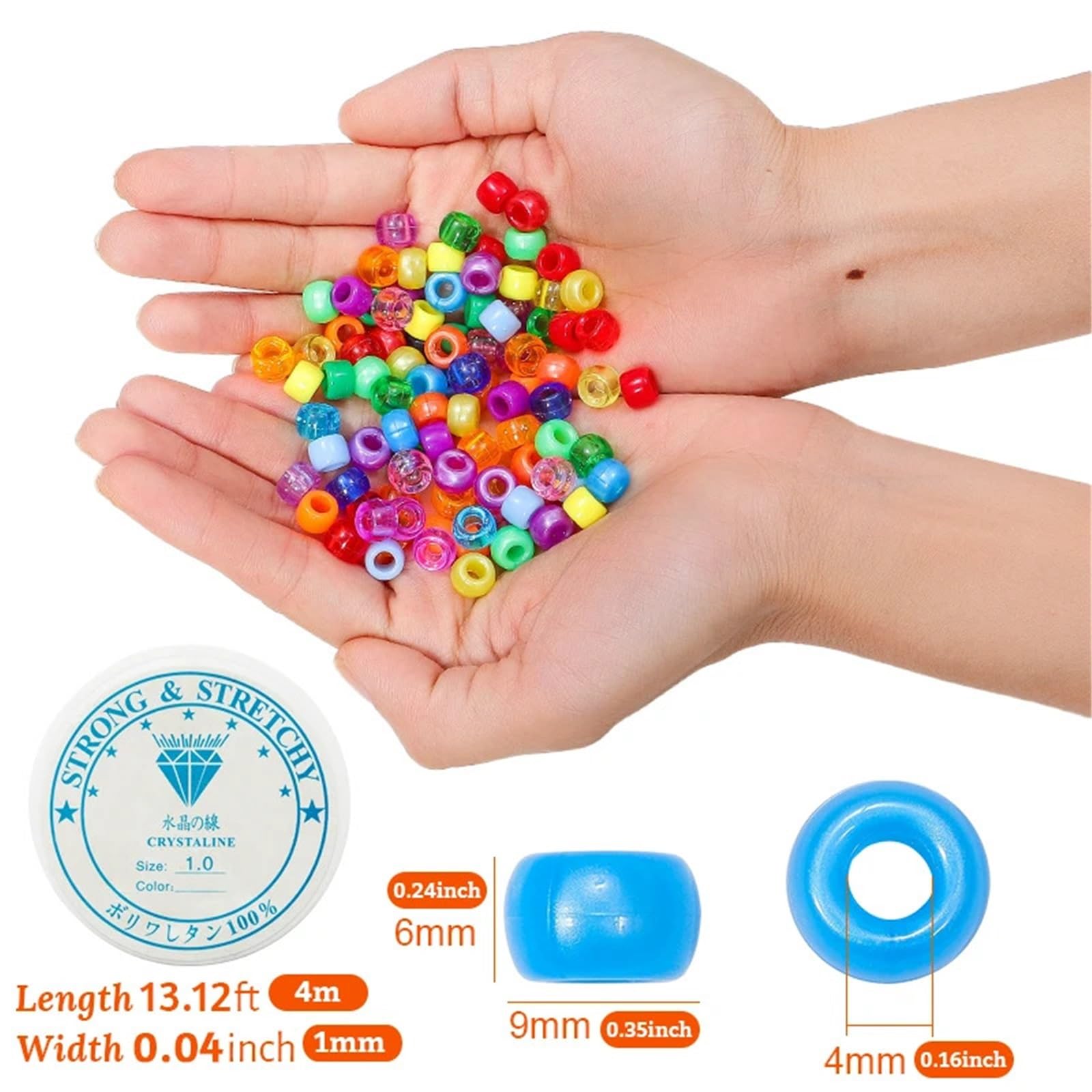 Perlen Set DIY 2800-teiliges Pony-Perlen-Set, 24 Farben, Perlen-Set, großes Loch, Haarperlen for Armbänder, Halskette, Schlüsselanhänger, Schmuckherstellung