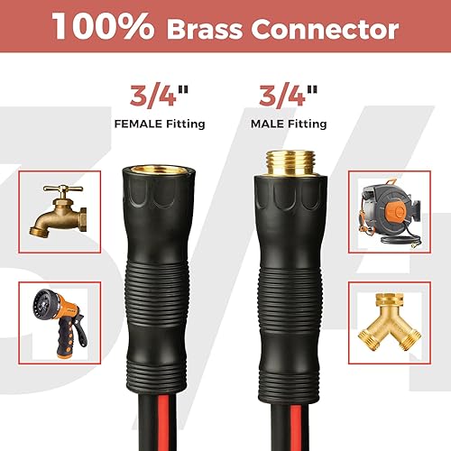 Miniatura 4 de SheeChung Manguera de jardín de 15 pies x 58 pulgadas, manguera líder con mango giratorio, manguera de agua ligera con accesorios macho a hembra,