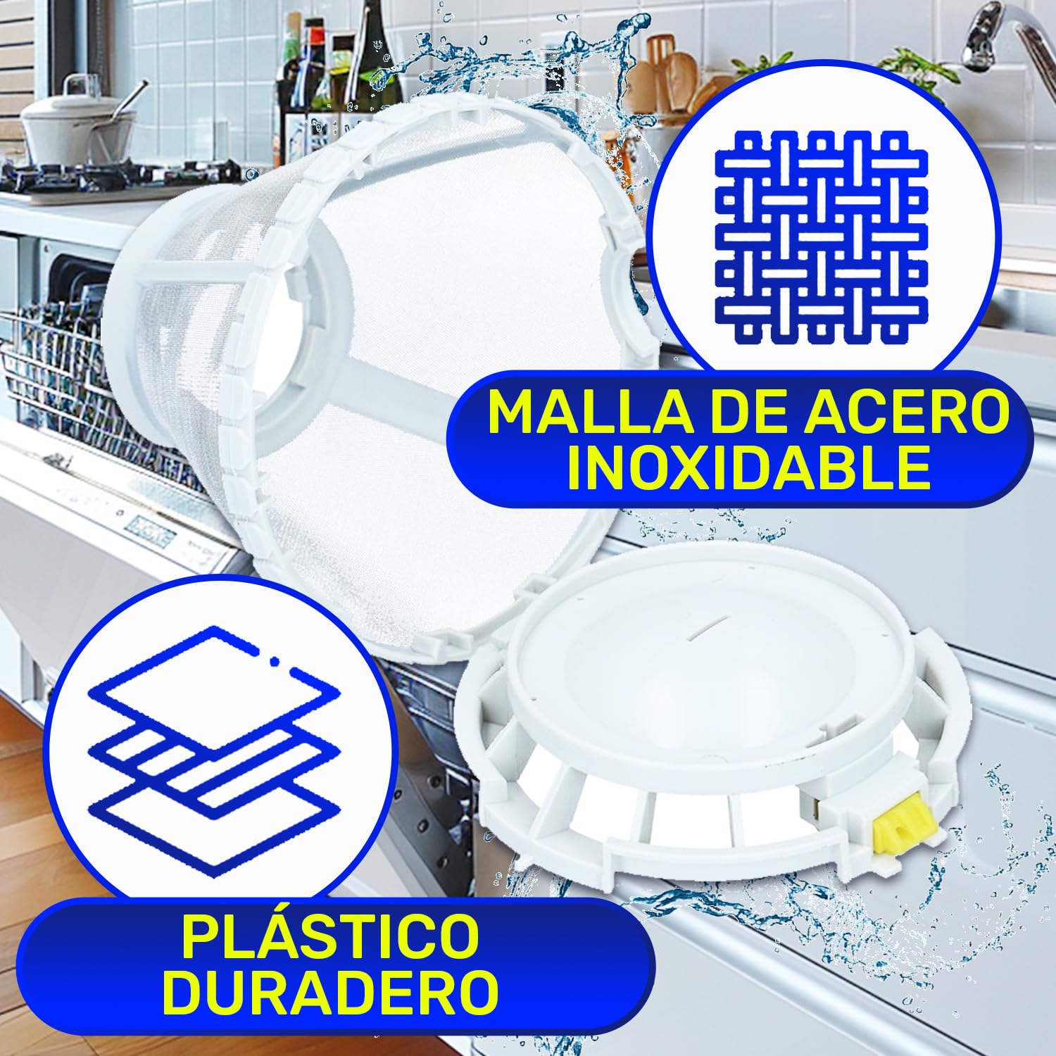 Filtro de Tamiz Fino para Lavavajillas Código Original 4011464 para Miele