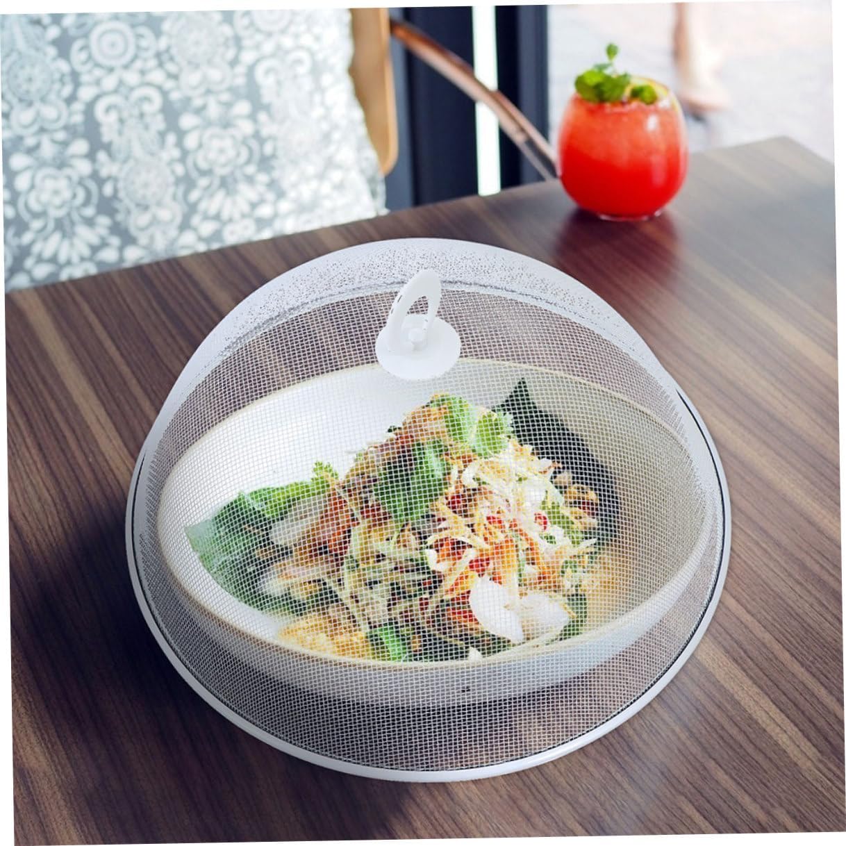 2pcs White 35cm Iron Food Covers Mesh Dome Food Protectors for Household Dust Prevention and Fresh-keeping Practical Umbrella for Dining Table and Kitchen Use
