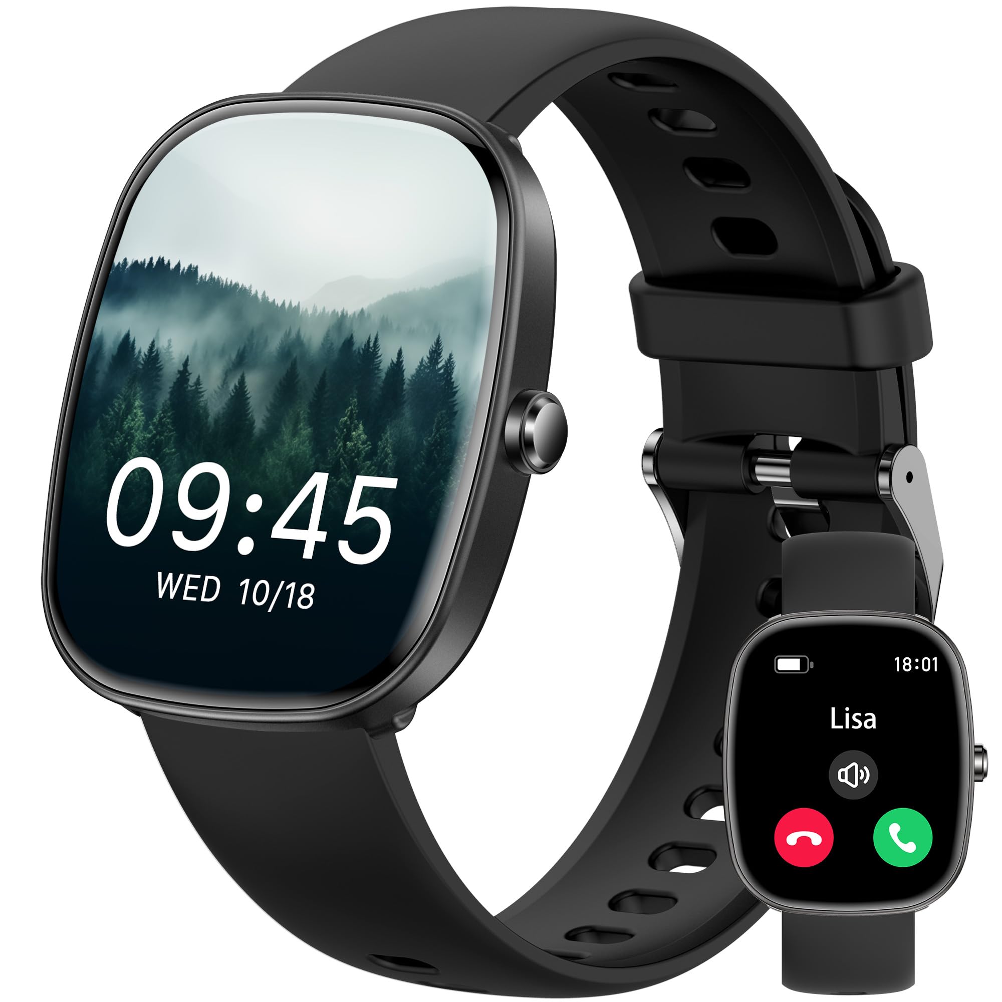 Smartwatch Uomo Donna (Rispondi/Effettua Chiamate), 1.83" Orologio Smartwatch con Contapassi/Sonno/SpO2/Cardiofrequenzimetro, 100+ Modalità Sportive, IP68 Impermeabile Fitness Tracker per iOS Android