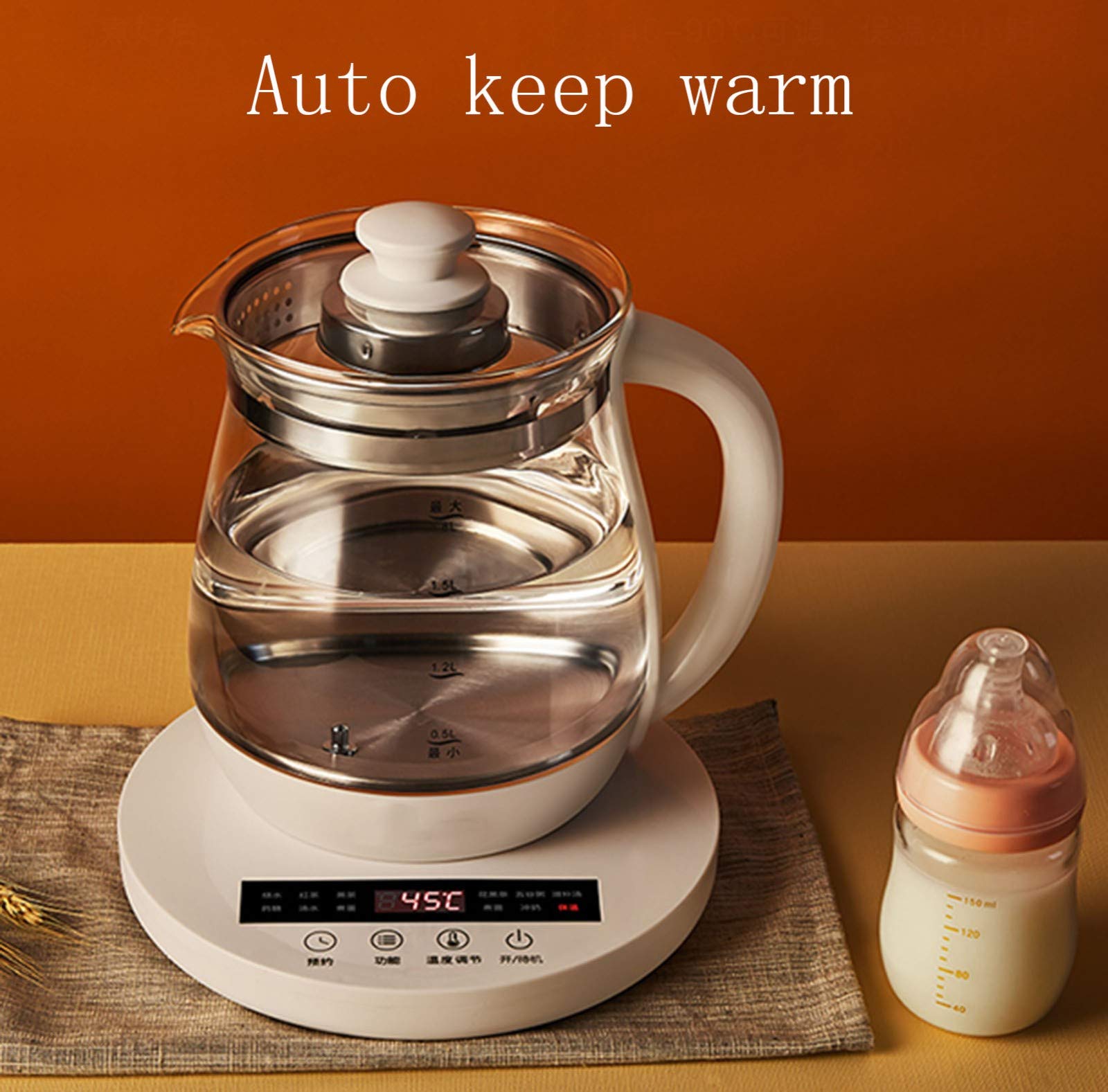 Hervidor con control de temperatura, Tetera eléctrica de vidrio engrosado completamente automática