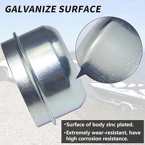 Miniatura 4 de iBroPrat 2 tapas de cubo de remolque de 1.98 pulgadas, tapón antipolvo para eje de remolque, rodamiento de rueda de árbol de remolque de metal y
