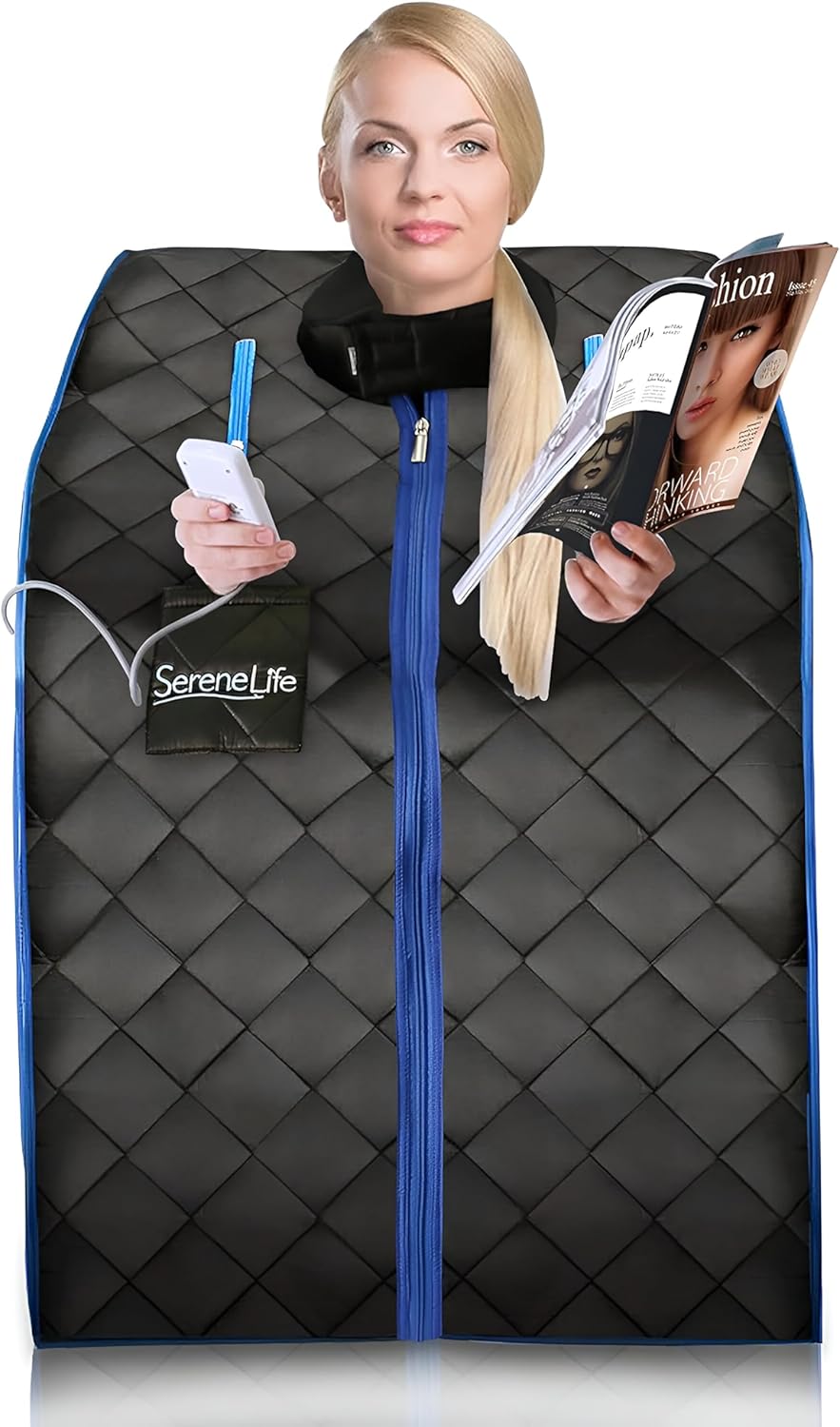 Draagbare Infrarood Sauna, Éénpersoons Thuis Sauna met Verwarmde Voetmat, Draagbare Stoel en Bedrade Controller voor Timer en Automatische Warmte-instellingen