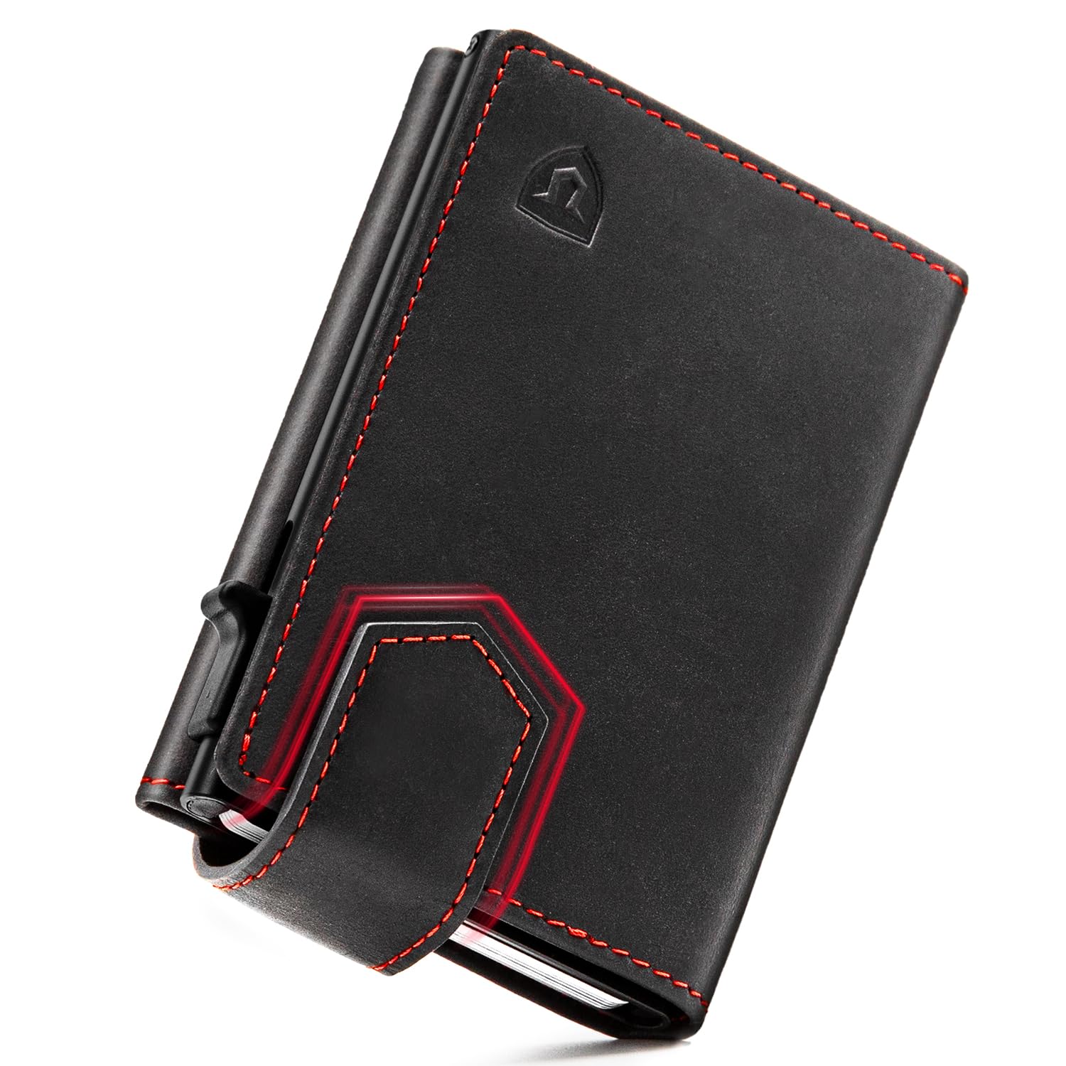 LORZOR Kartenetui mit Magnetischer Verschluss, Slim Wallet mit Münzfach, Geldbörse Herren RFID Schutz, Portmonee Herren Portemonnaie für 10 Karten, Smart Wallet, Geldbeutel