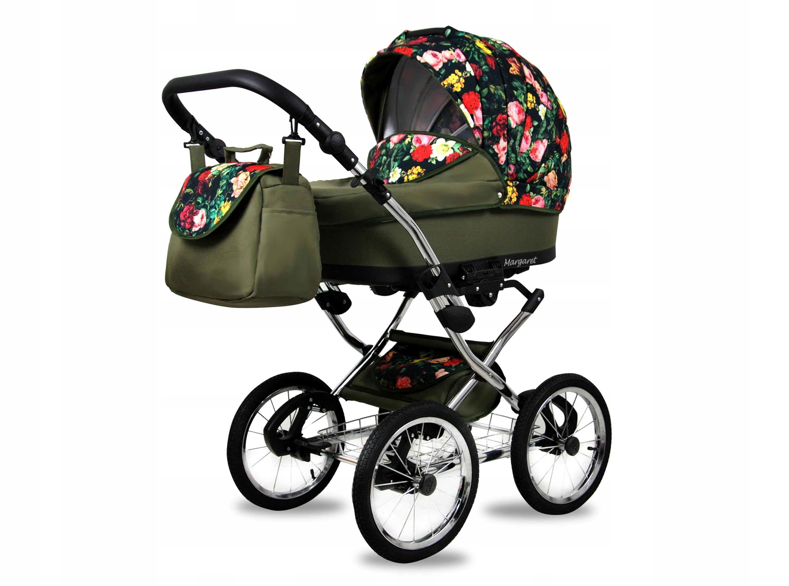 BabyLux Margaret Exclusive zestaw wózków dziecięcych 3 w 1 – w zestawie wanienka dla niemowląt, fotelik sportowy, fotelik samochodowy – fotelik samochodowy – zestaw wózków dziecięcych – wózek