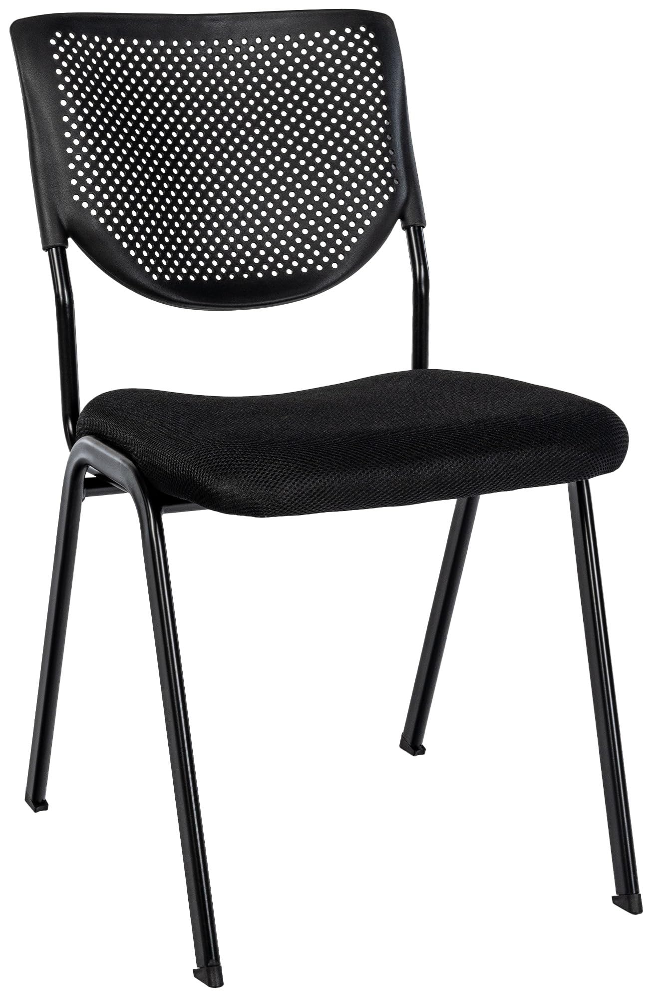 CLP Silla apilable Kaber I Silla tapizada con Funda de Tela y Respaldo I Silla de Conferencia apilable I Silla con Robusta Estructura metálica, Color:Negro/Negro