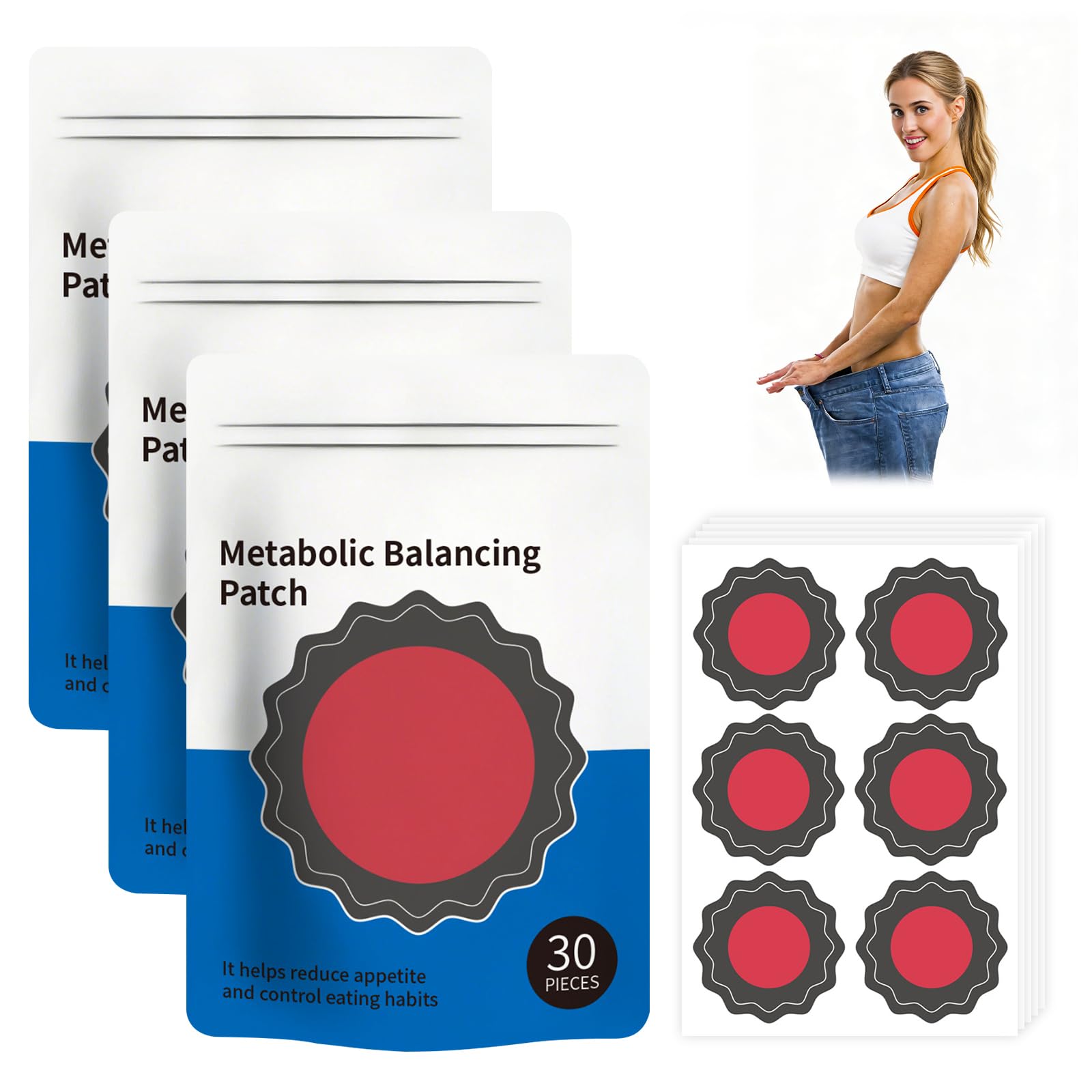 90 Stück Abnehmpflaster,Metabalancepatch,Kosmetisches Körperpflege Patch, Hautfreundliches Pflegepflaster komfortabel zur äußeren Anwendung Vorteilspack mit 60 Pflastern für Alle Körpertypen - 1