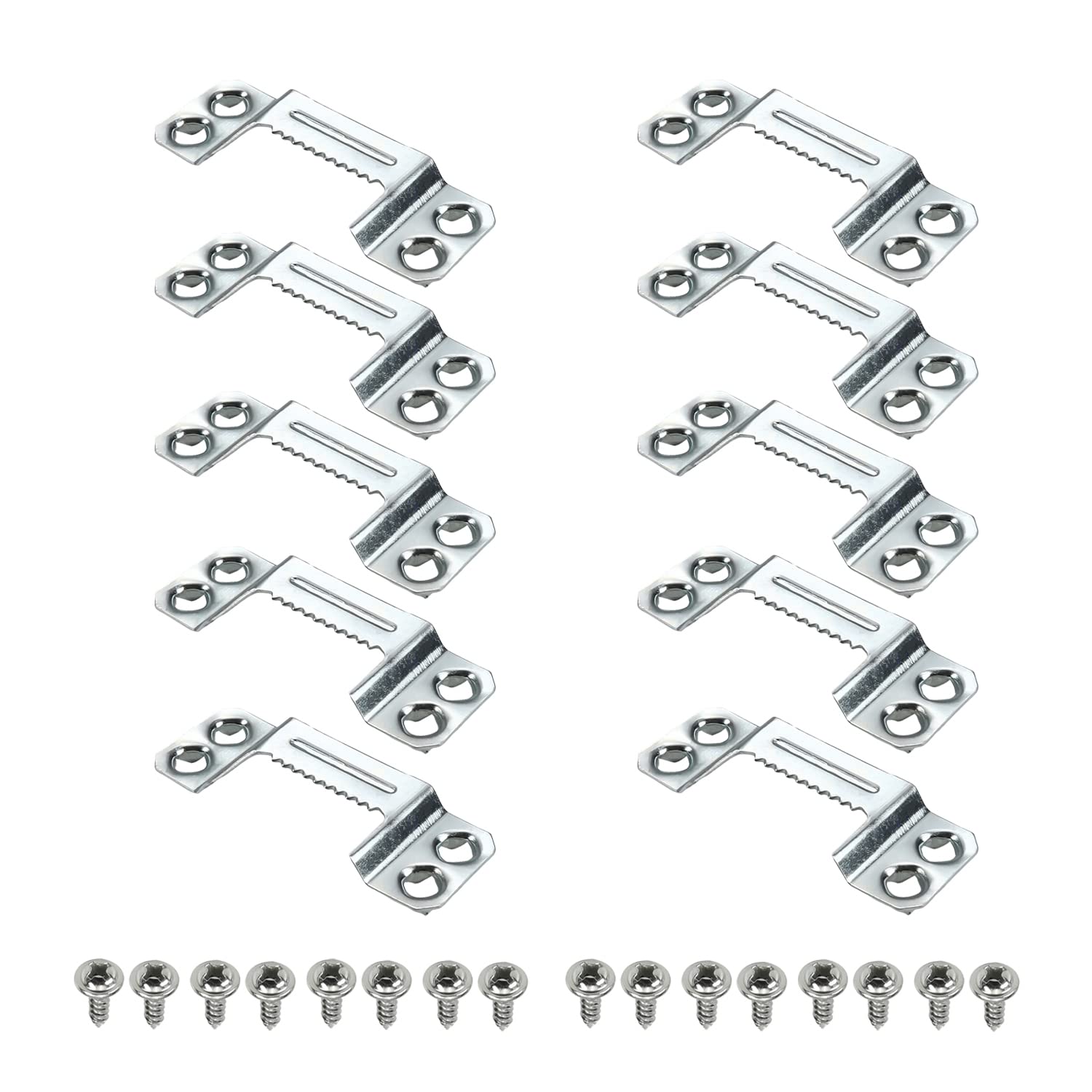 MroMax 20PCS Sawtooth Picture Hangers Iron Picture Hangers 1.69" x 0.63" 4-Hole Picture Frames Hangers for Hanging Clock Paintings Artwork Picture Frame Hook Photos Silver