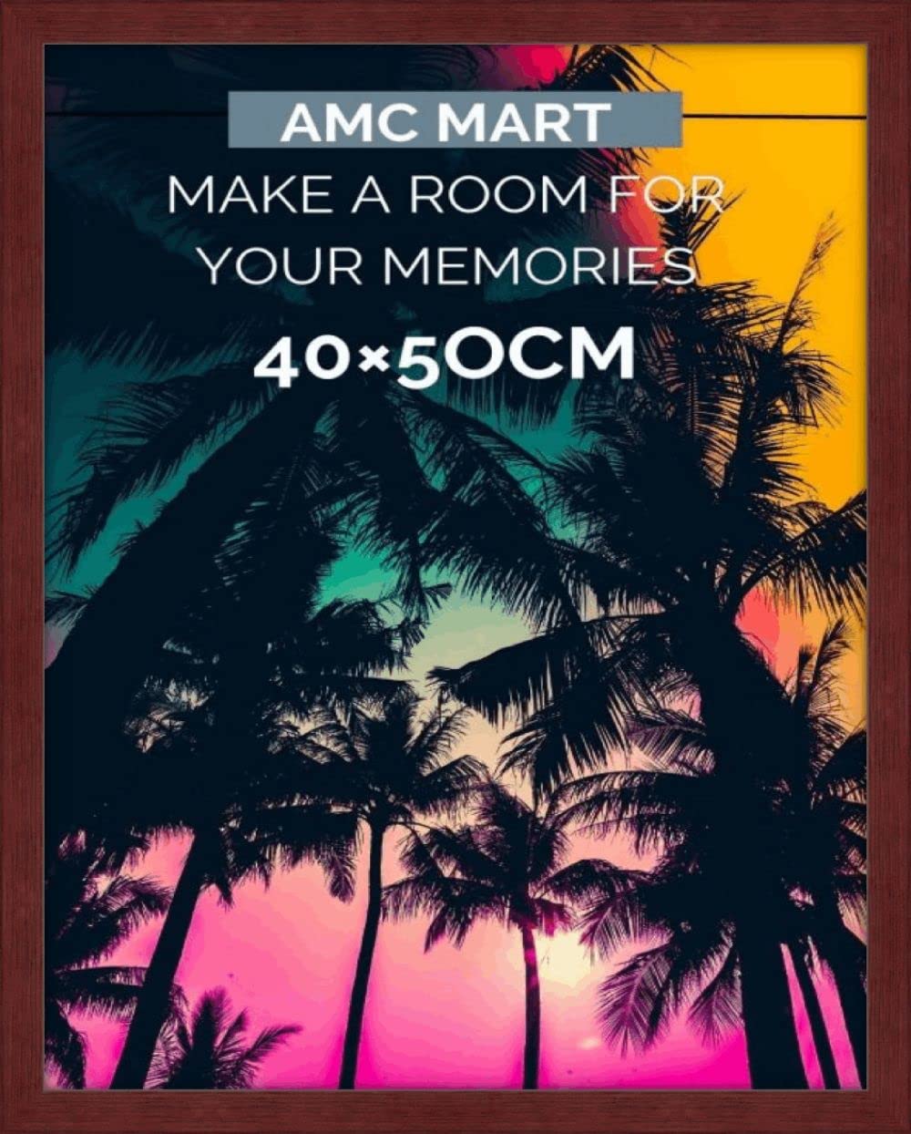 AMC MART 40x50cm photo frame (37x47cm image size)-Poster frame perfect for wall décor-home décor-wooden pattern-Perspex Sheet-Hanging hooks for jigsaw puzzle and landscape. (Mahagony)