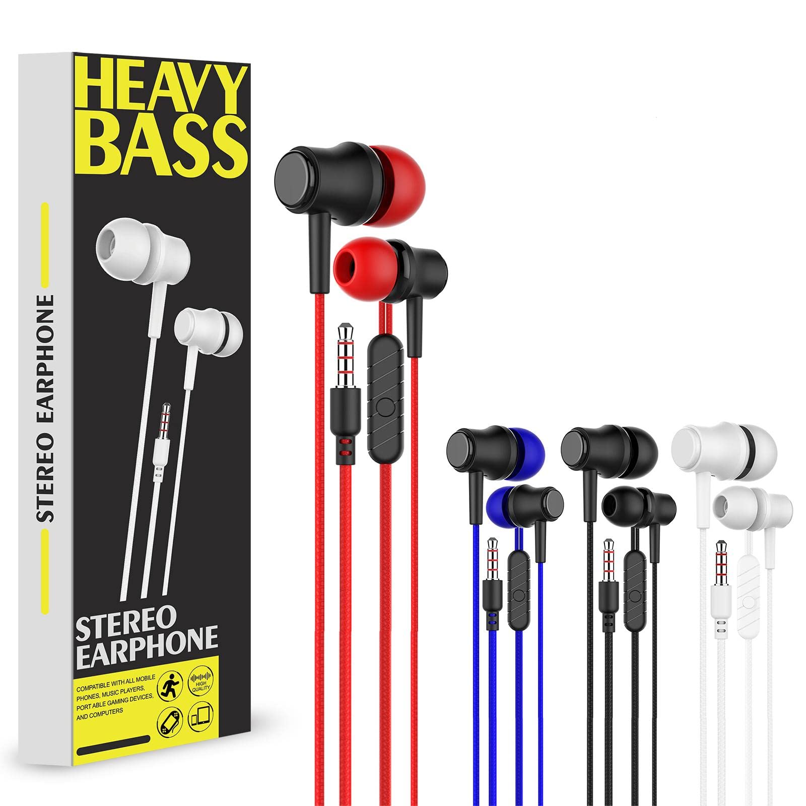 Noise Reduction Wired Headset with Microphone, in Ear Design, Male and Female