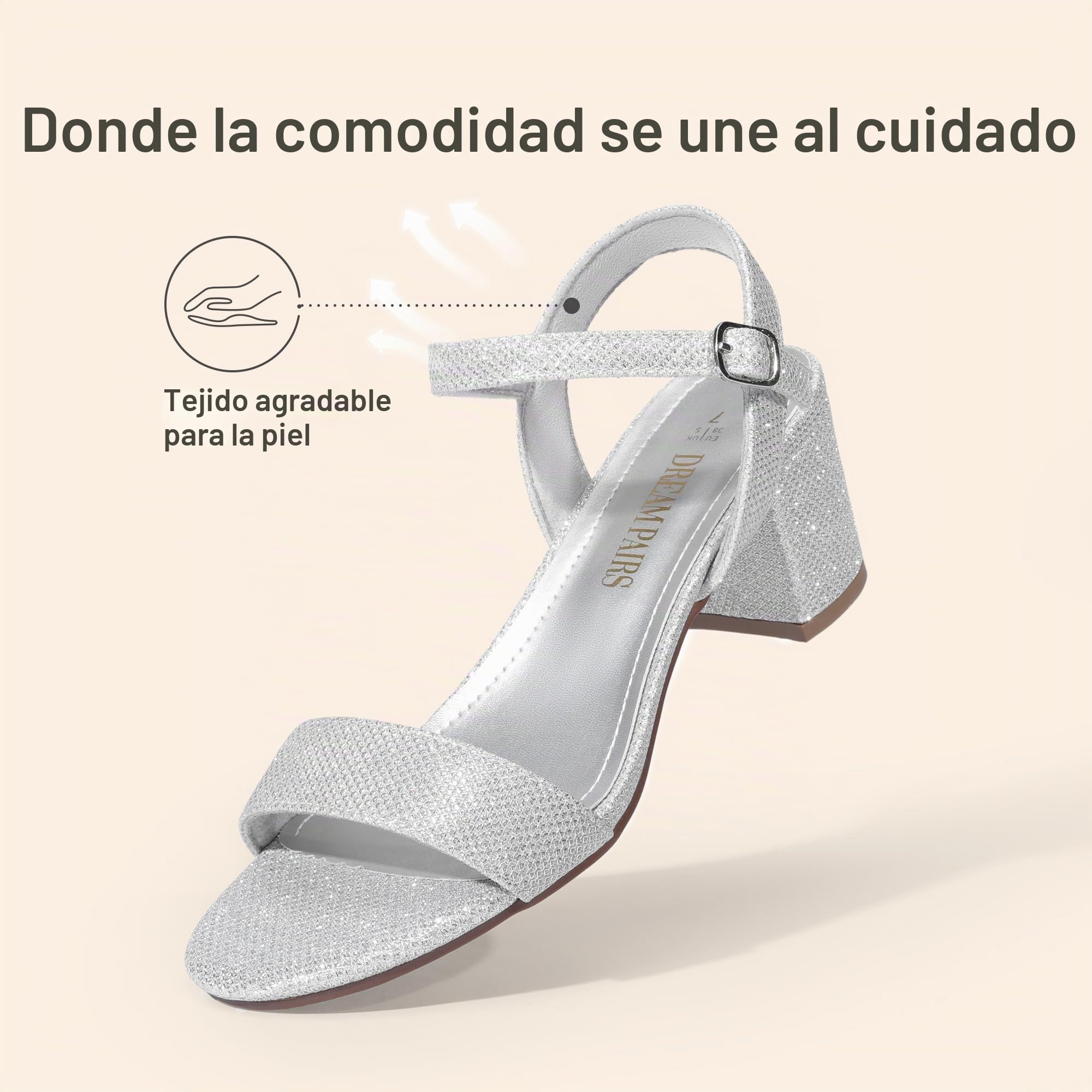 DREAM PAIRS Sandalia Vestir Tacón Mujer
