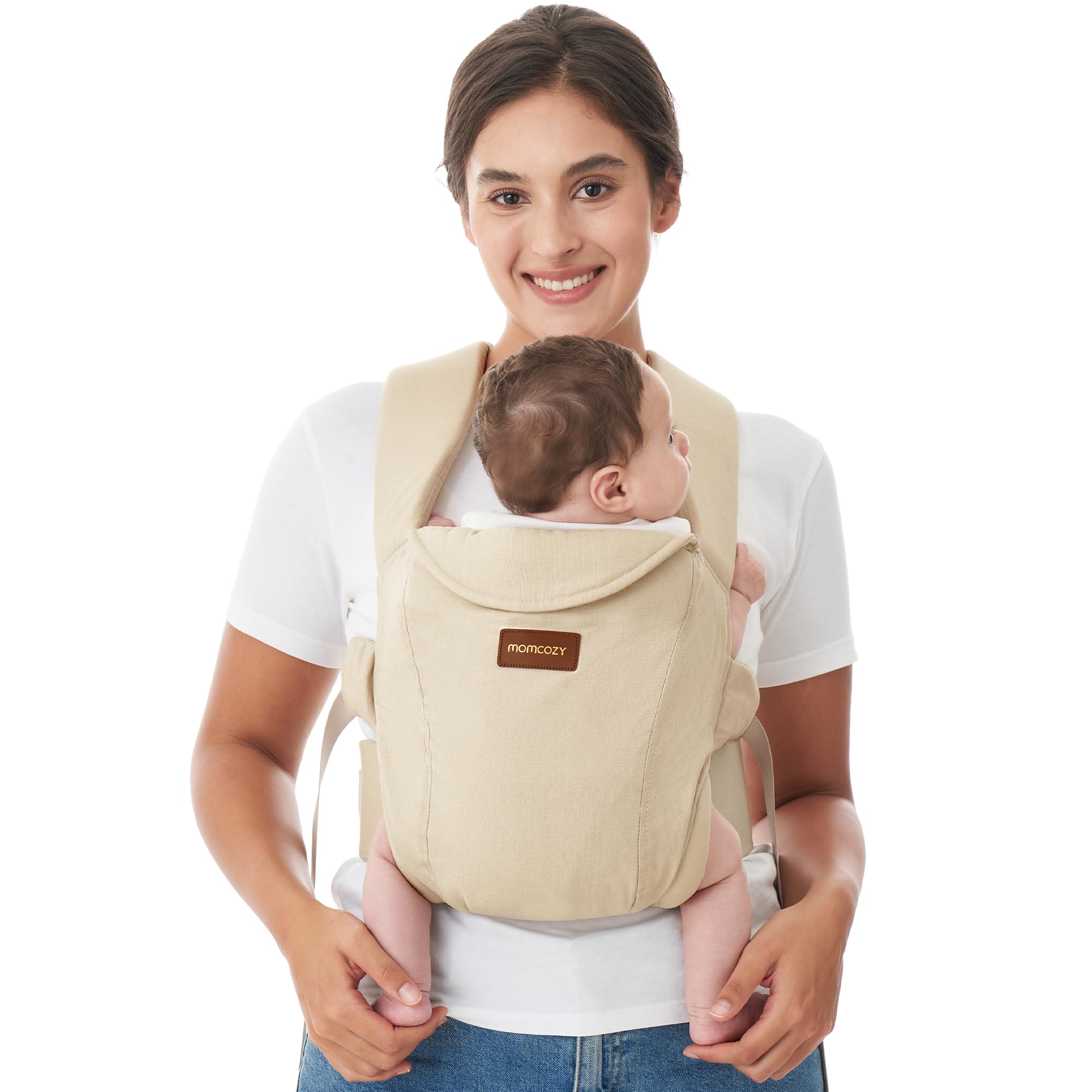 Momcozy Portaborraccia per neonati dalla nascita, supporto ergonomico con supporto per il collo, leggero e sicuro (3-11 kg), kaki