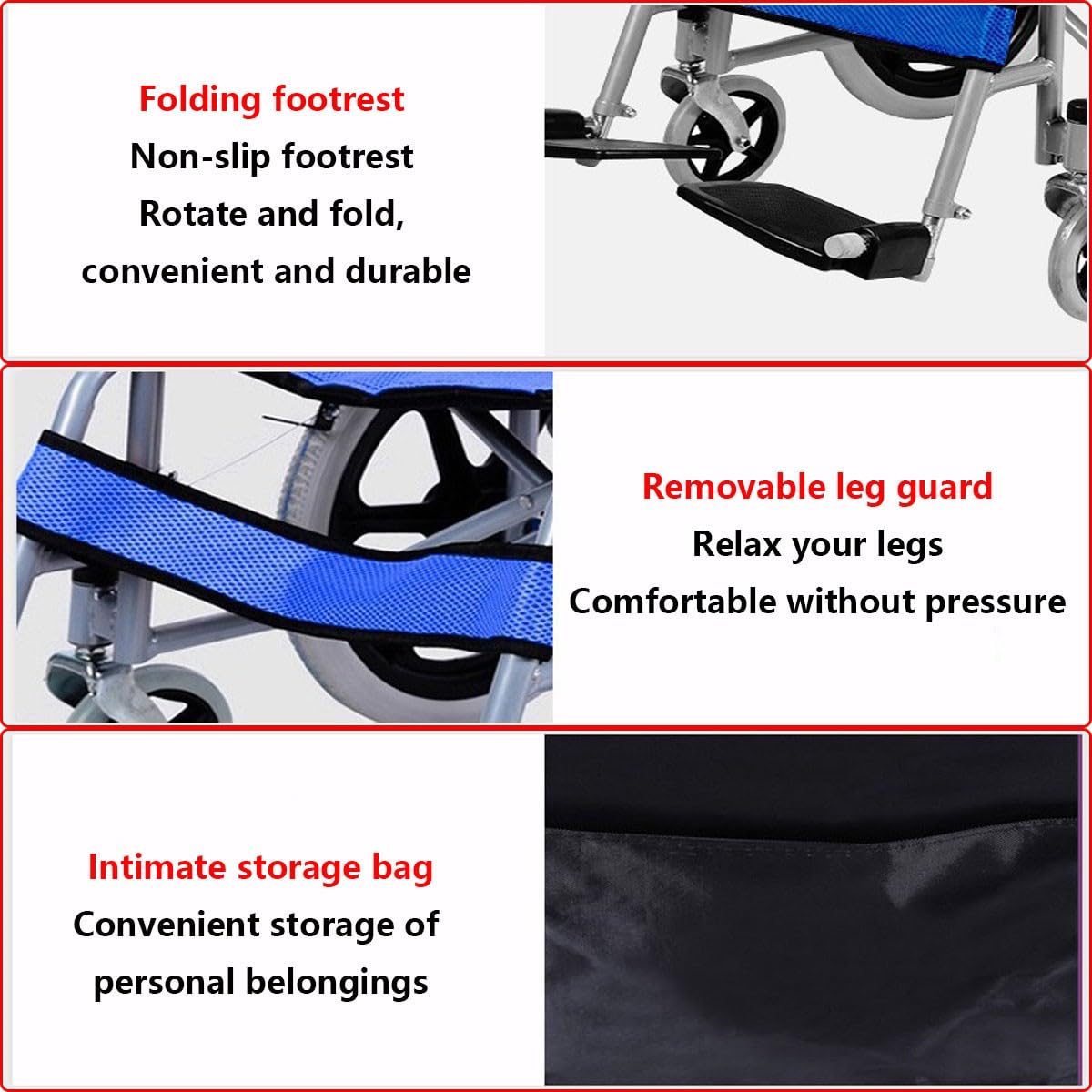 Sillas De Ruedas Plegable Ligera De Paseo para Ancianos,Silla De Ruedas Plegable Ligera Autopropulsable,Sillas De Ruedas para Adultos,Ancho 46 Cm,Fácil Plegado,con Frenos,Ligera E