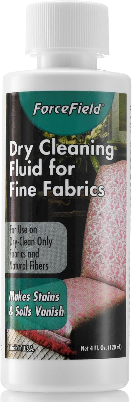ForceField Dry Cleaning Fluid for Fine Fabrics, 4 oz – Professional Strength Spot Remover for Silk, Wool, and Delicate Upholstery