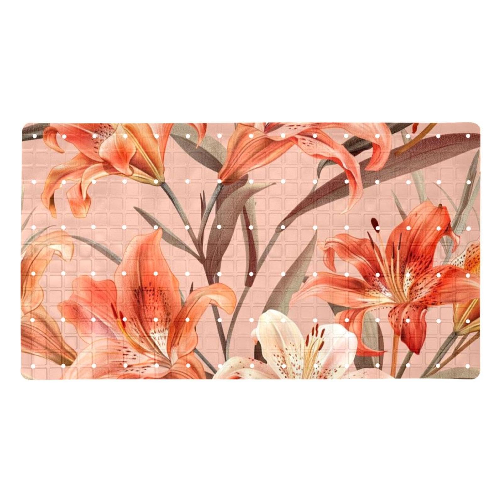 Tapis de bain antidérapant extra long en PVC Elegant Lilies
