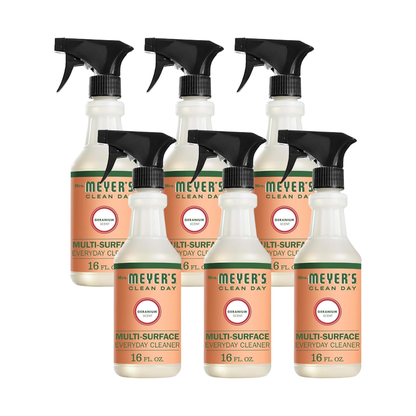 MRS. MEYER'S CLEAN DAY Multi-Surface Everyday Cleaner, Geranium Scent (16 Fl Oz (Pack of 6))