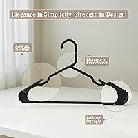 Vista 4 de Utopia Home Perchas de plástico, paquete de 50 unidades, colgador perfecto para ahorrar espacio, duradero y fuerte, organizadores de armario Negro