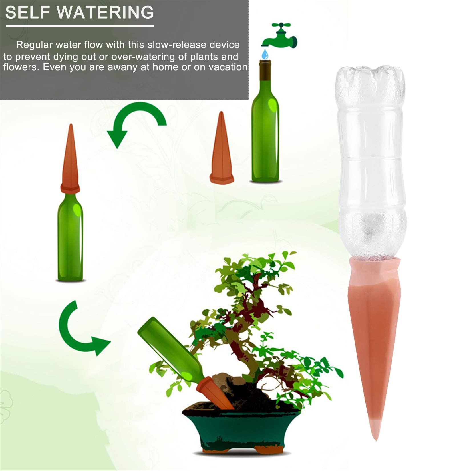 RoseFlower 8 Pcs Kit di irrigazione Automatica Dispositivo Irrigatore Domestica Acqua per Piante Innaffiatore Automatico per Vasi Acqua Piante Vacanze Sistema per Domestica,Interni,Fiori,Bonsai#3