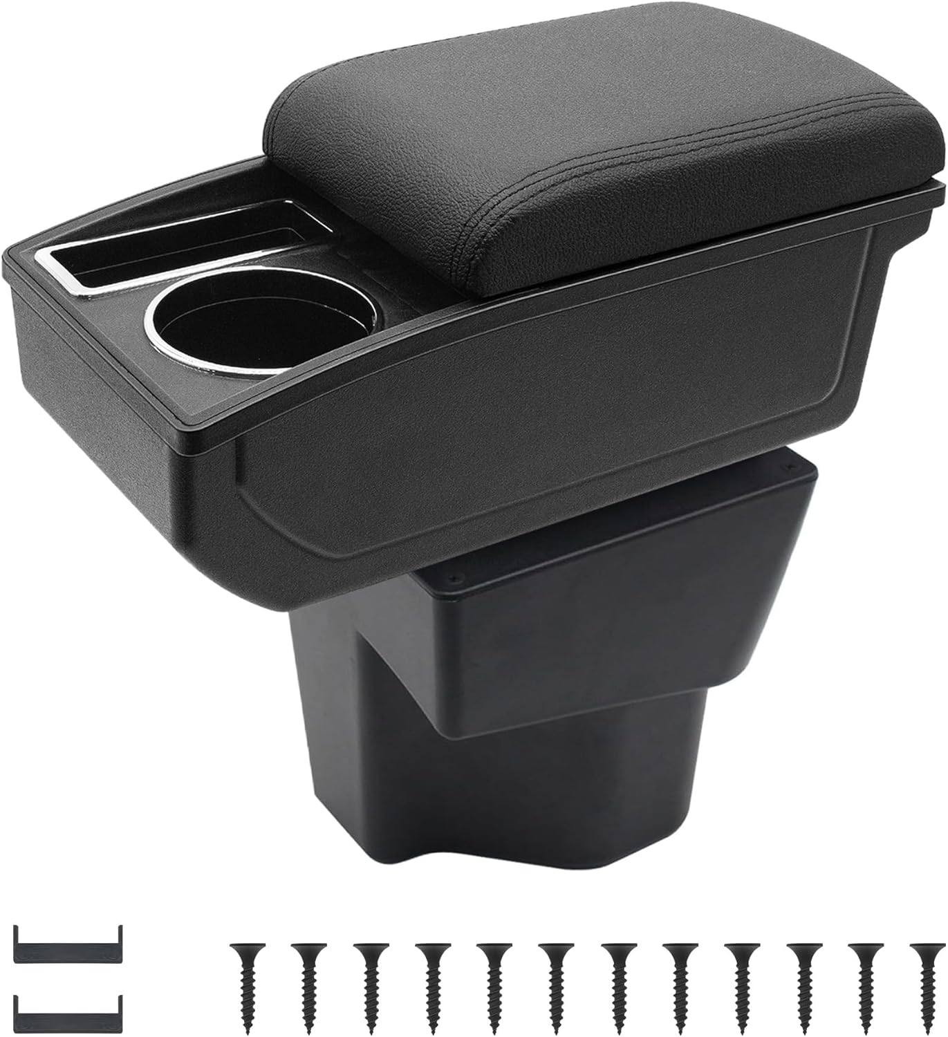 YJYWZH Car Armrest Box for KIA Rio 5 2015-2019 Auto Accessories Center Console Leather Arm Rest Double-Layer Storage Space with Cup Holder (Black Thread)