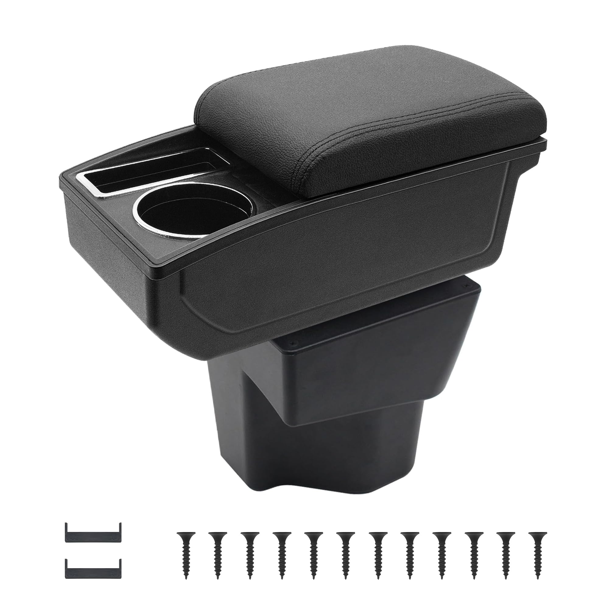 YJYWZH Car Armrest Box for KIA Rio 5 2015-2019 Auto Accessories Center Console Leather Arm Rest Double-Layer Storage Space with Cup Holder (Black