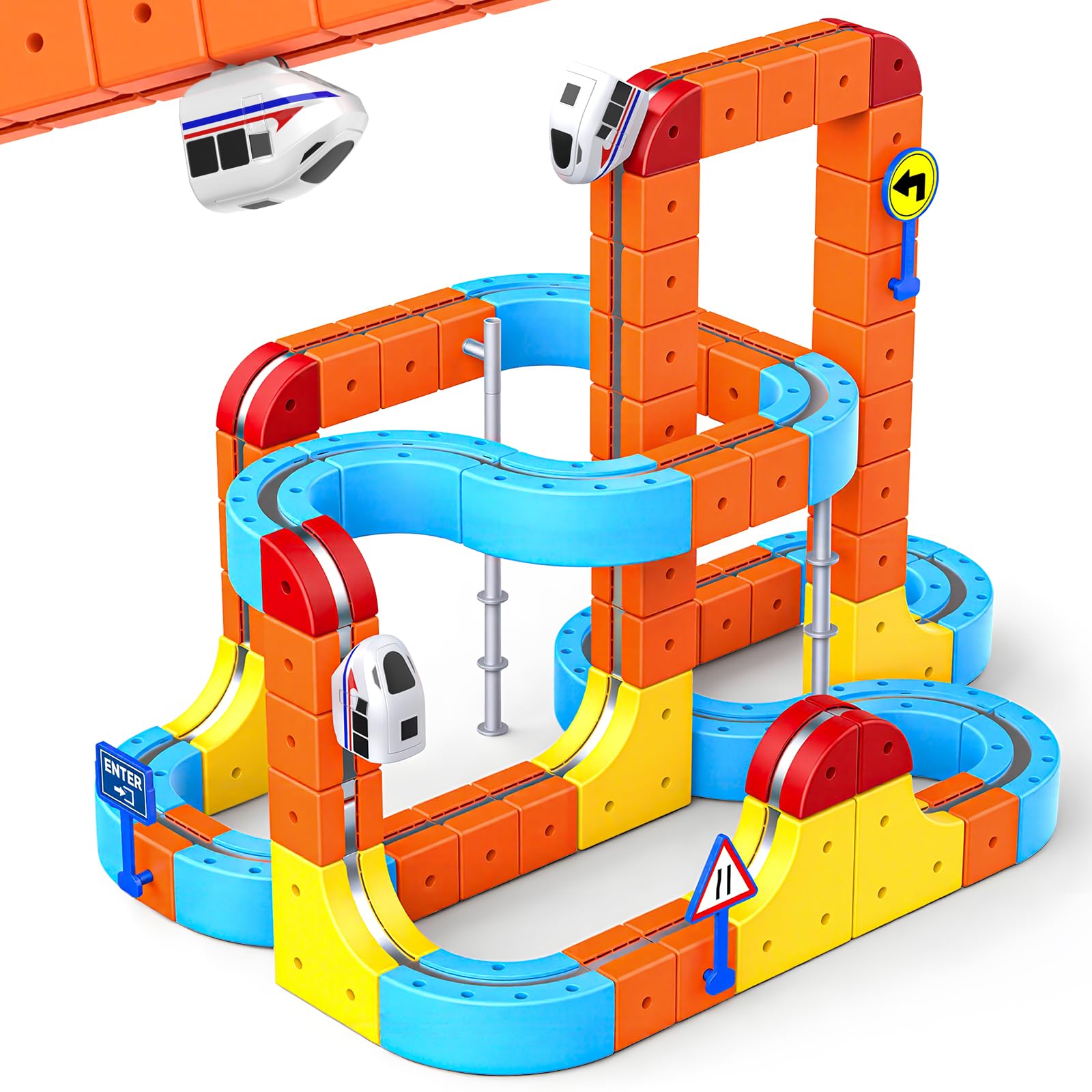 Kids Toy Age 3-12, Electric Train Set Boy Girl Gifts for 3-10 Year Olds Track Fusion Toys Age 5 6 7 8 9 Sensory Toys for Autism Gifts Magic Rail Cube Train Set 80 PCS — image 1
