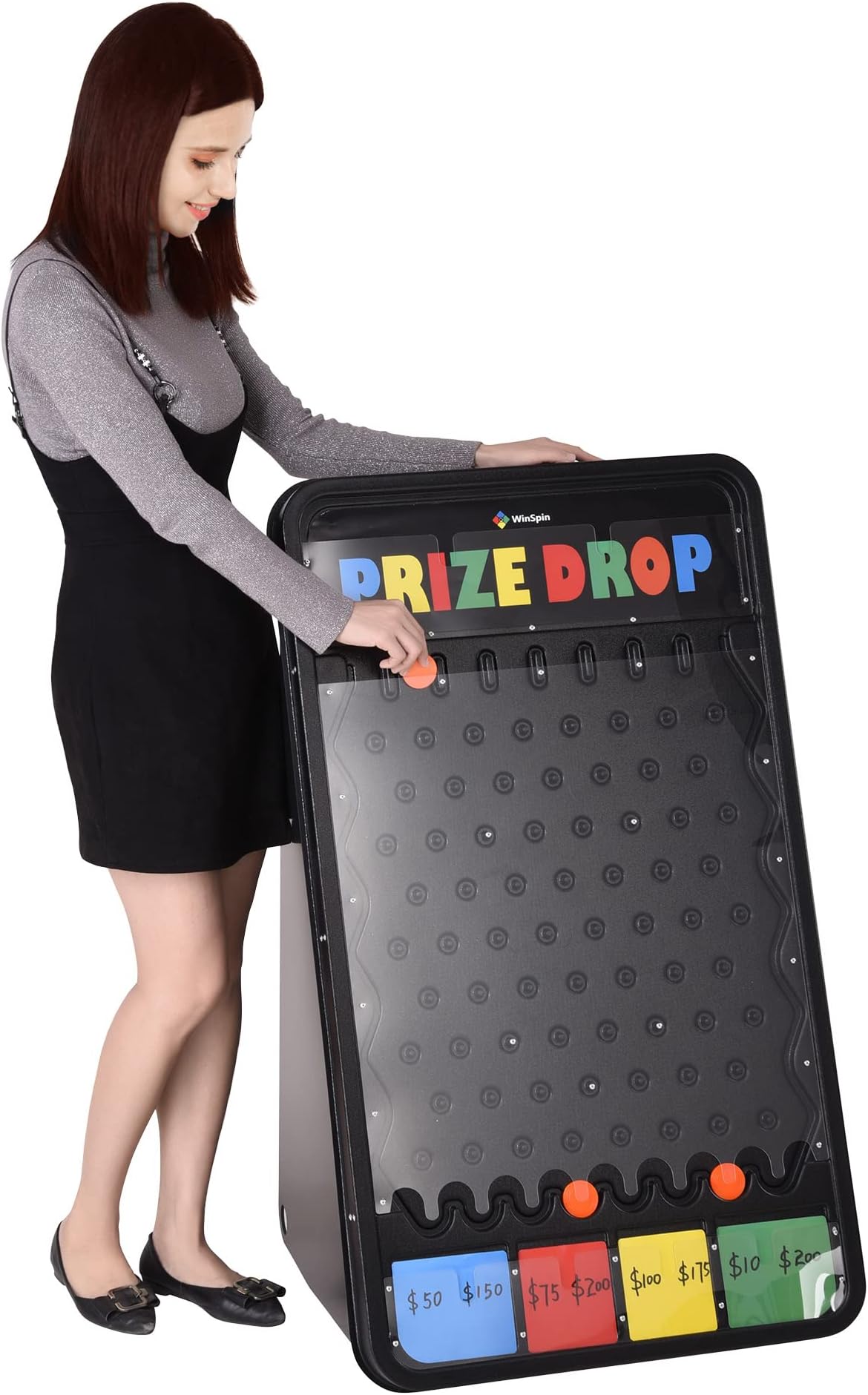 41"x25" Prize Drop Board Foldable Stand Disk Drop Board Game with 12 Playing Pucks for Carnival Tradeshow Party Live Stream