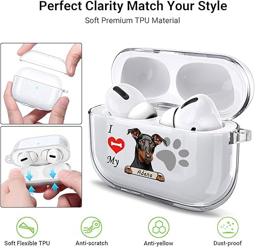 Miniatura 6 de VNGDA Funda transparente personalizada con nombre de mascota I Love My German Shorthaired Pointer Dog Haedphone para Apple AirpodS Pro 21 y 3
