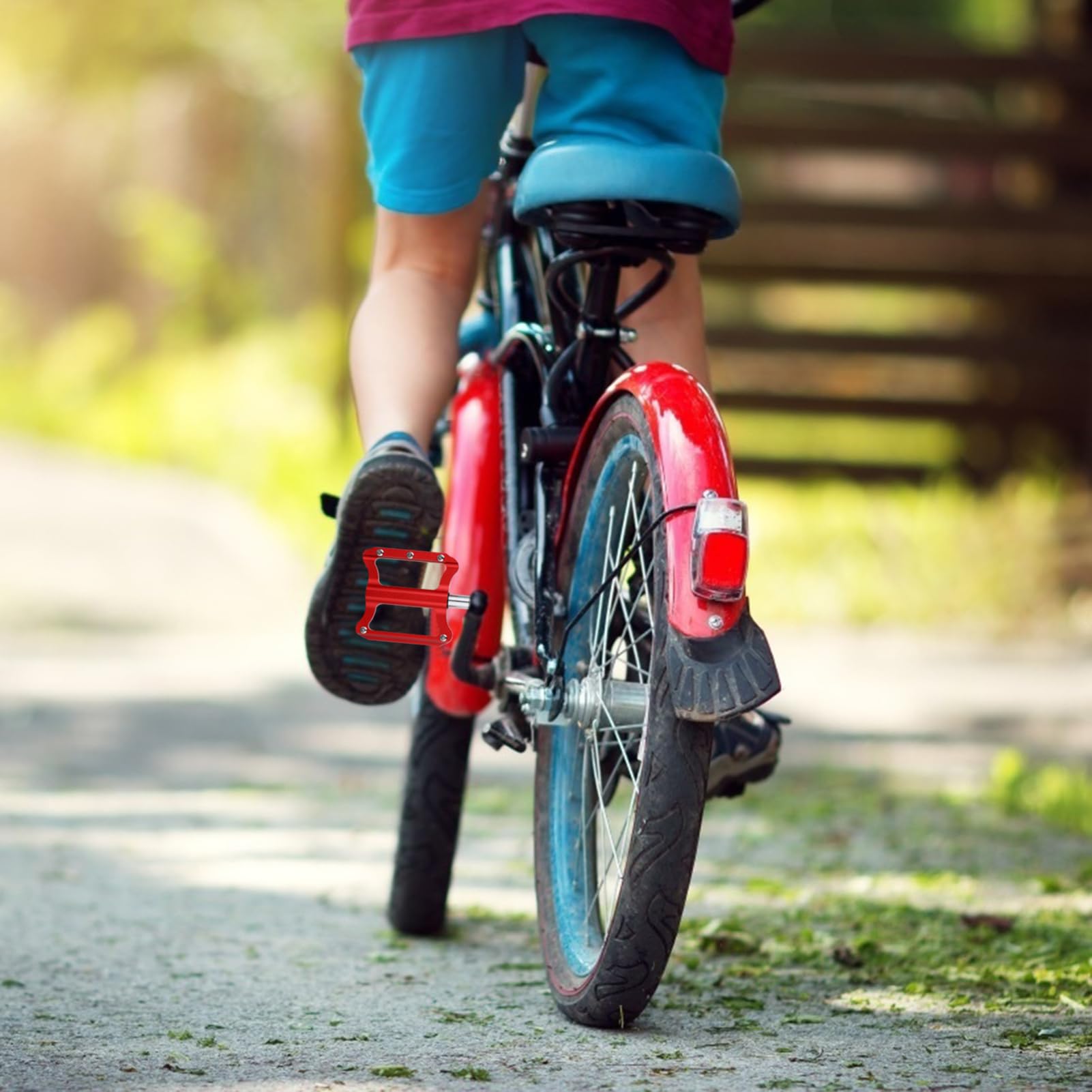 Pedali Bici Mountain Bike Flat in Lega di Alluminio Rossi