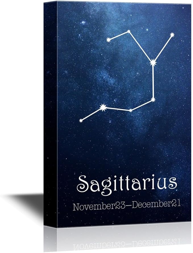 wall26 - 12 Zodiac Signs Constellation Canvas Wall Art - Sagittarius - Gallery Wrap Modern Home Art | Ready to Hang - 16x24 inches