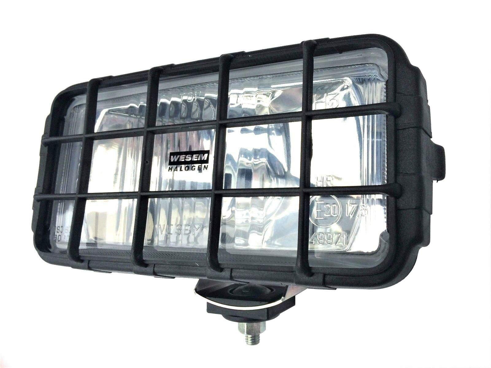 Phare halogène blanc supplémentaire 195 x 95 mm 12 V 24 V avec grille de protection