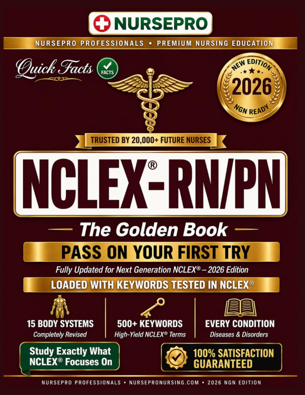 NCLEX-RN/PN QUICK FACTS GOLDEN BOOK: PASS 100% GUARANTEED