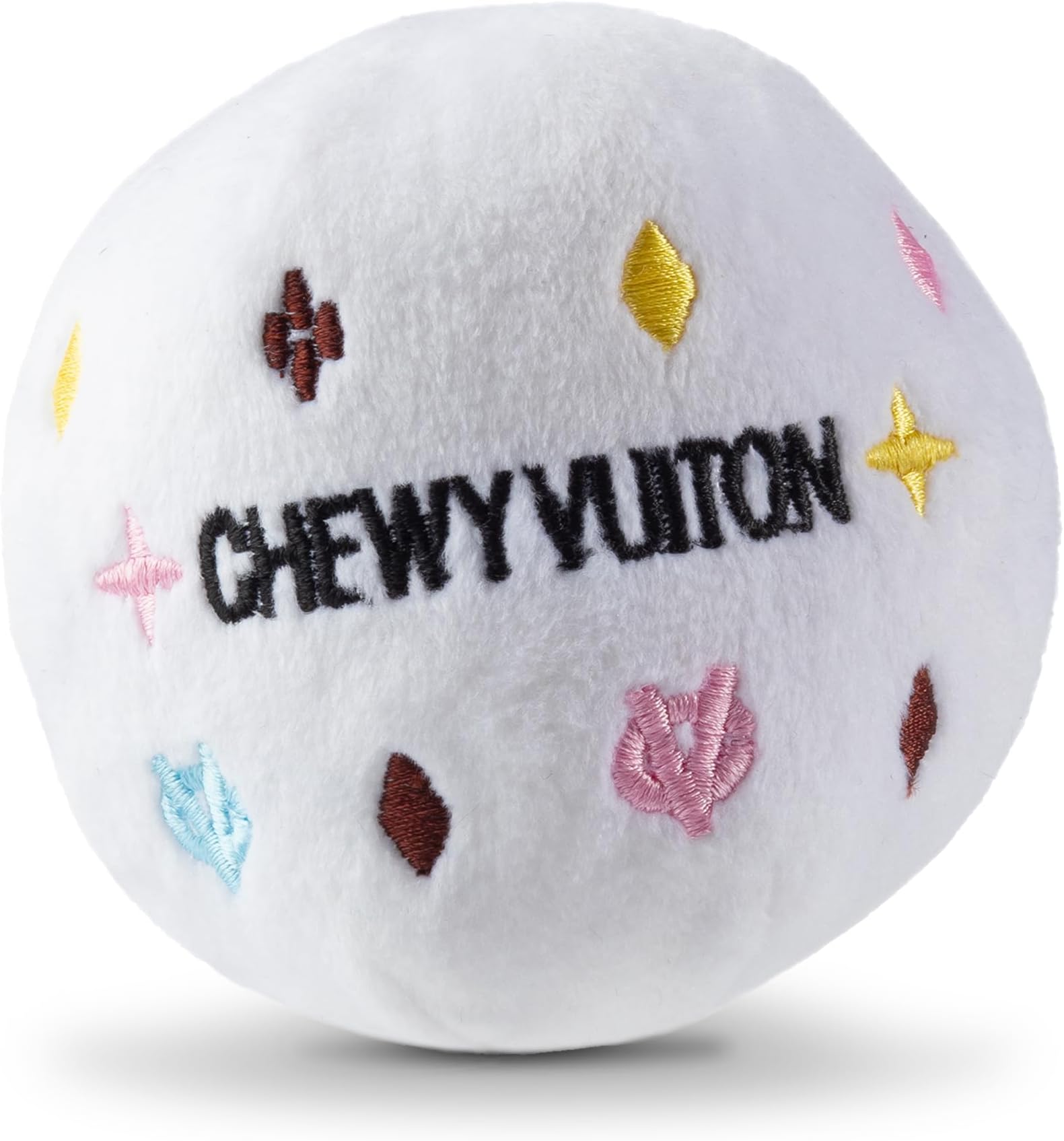 Haute Diggity Dog Chewy Vuiton White Collection – Soft Plush Designer Dog Toys with Squeaker and Fun, Unique, Parody Designs from Safe, Machine-Washable Materials for All Breeds & Sizes