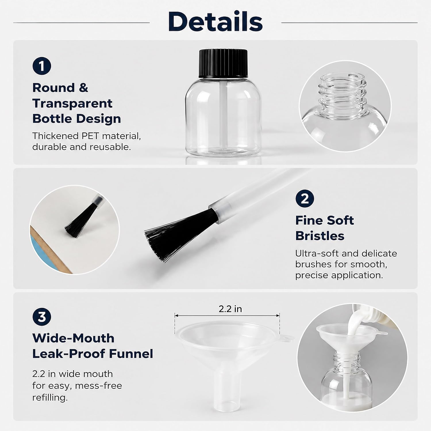 Empty Glue Bottles with Brush, 3.4 oz Glue Jar with Brush, Cute Fat Refillable Empty Glue Bottles with Brush Applicator for School Supplies, Classroom, Arts & Crafts, Liquid Glue Bulk