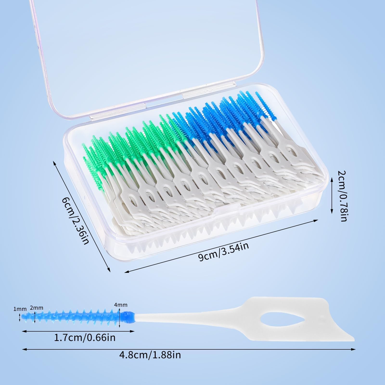 200 Pezzi Scovolini dentali, Scovolino Interdentale Silicone Scovolino Denti Spazzolini Interdentali con Scatola per l'Igiene Dentale Mantenimento Della Salute Orale