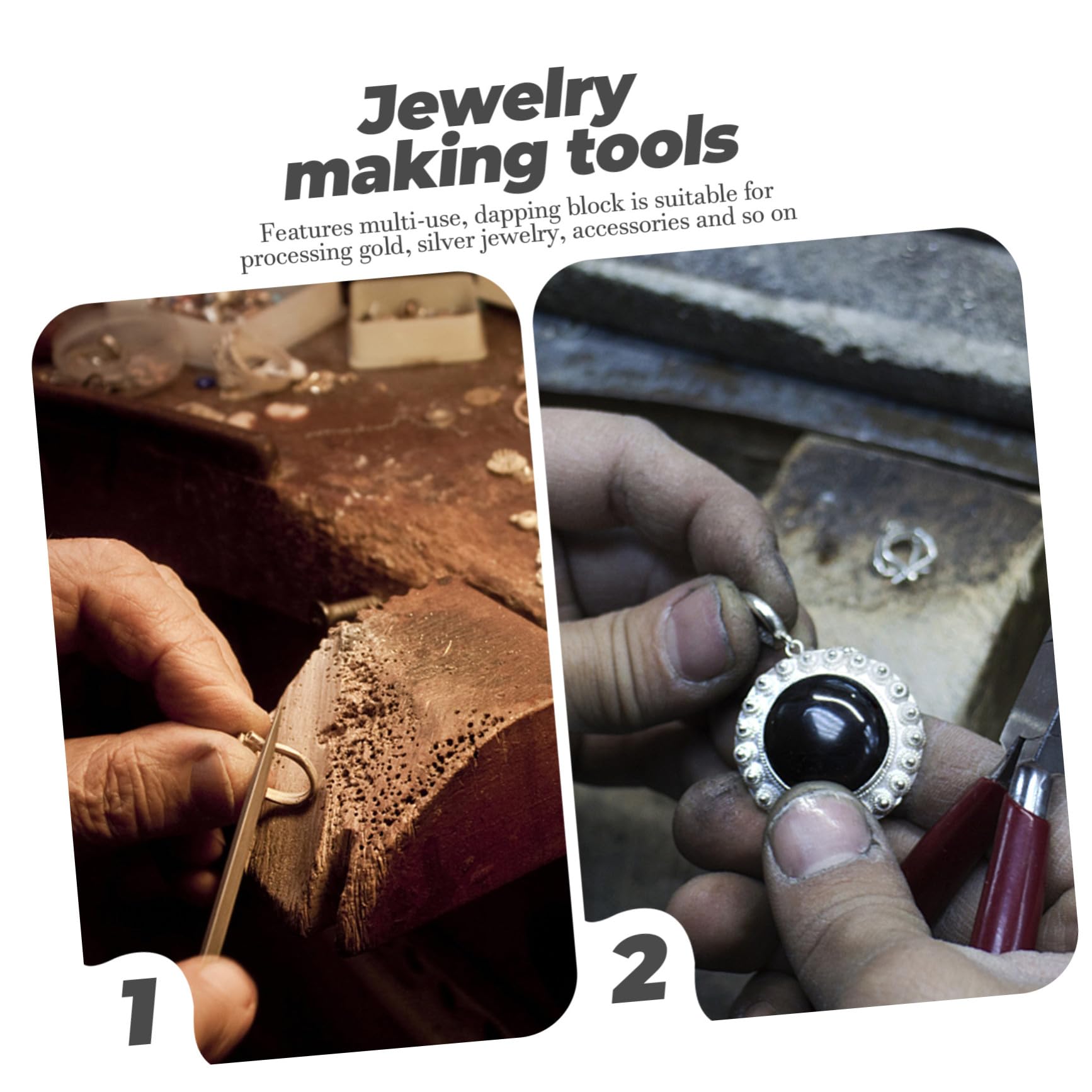 STOBAZA Herramienta para Fabricación de Joyas de Metal Duradero Bloque Dapping Multifuncional con Cavidades para Doming para DIY y Reparación de Anillos y Colgantes