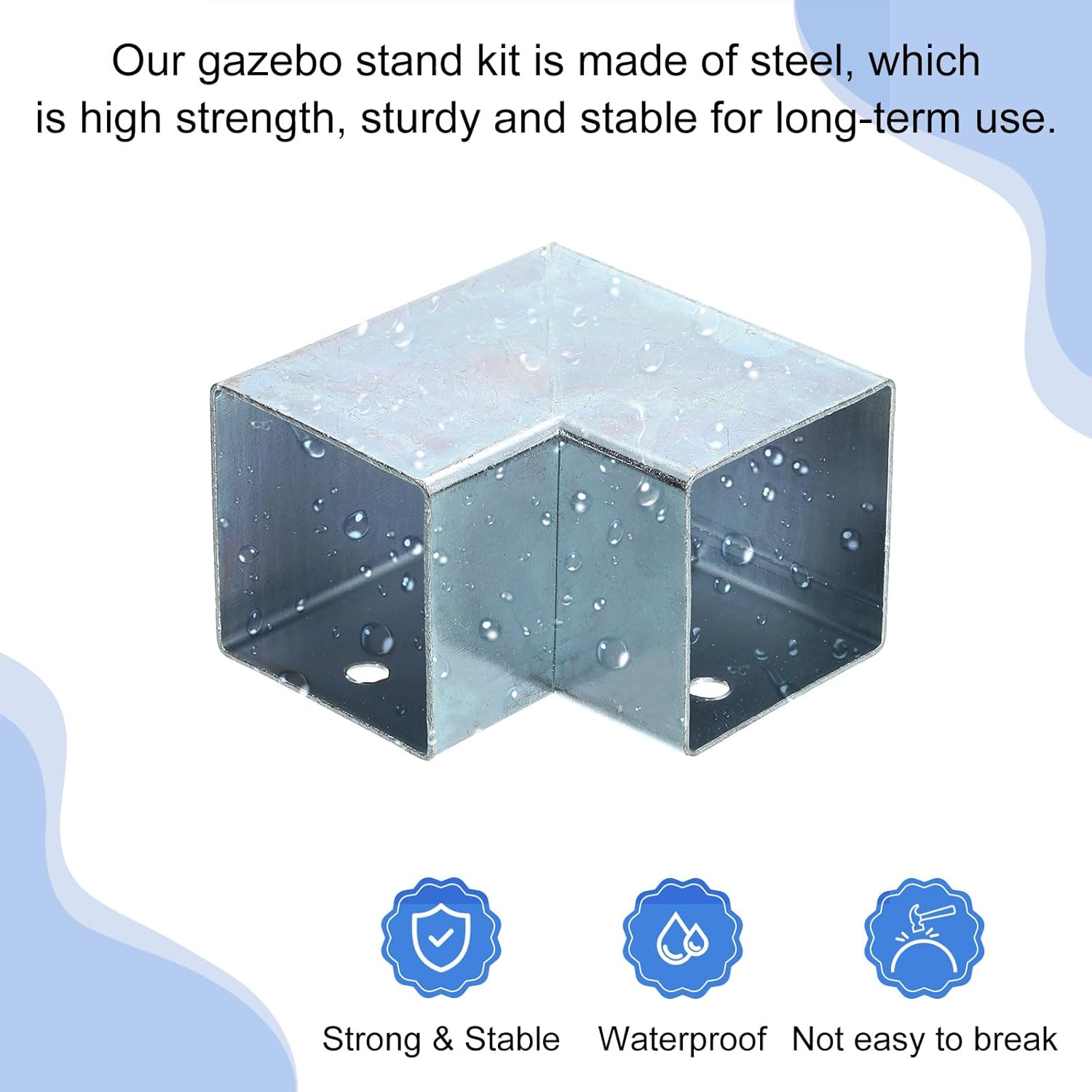 uxcell 2-Way Gazebo Brackets Kit, Right Angle Corner Bracket Woodworking DIY Post Base Kit for 1.6" x 1.6" Lumber for Outdoor Patio Gazebo Log Cabins (12 Pack)