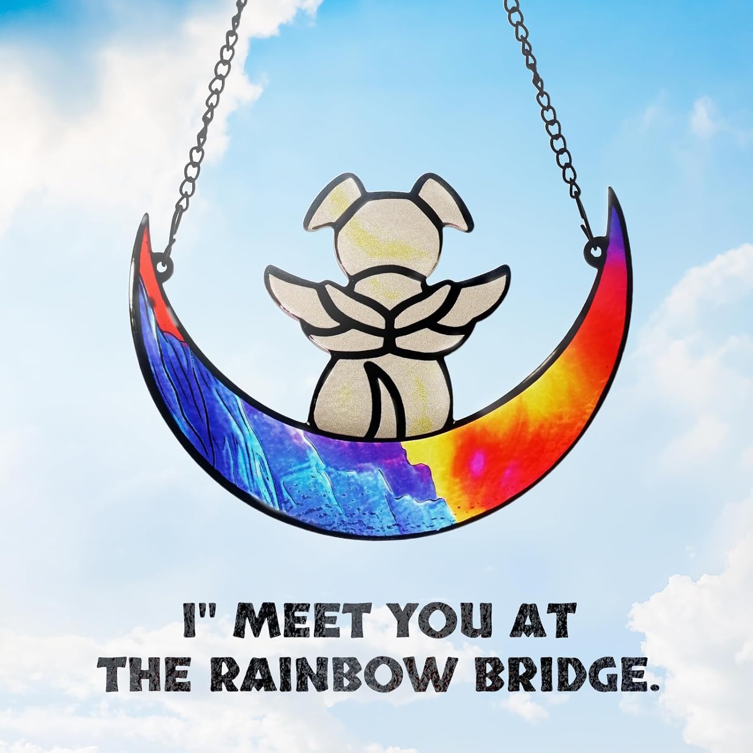 Stained Glass Angel Dog Memorial Suncatcher, Memorial Window Hanging Gifts for Loss of Dog | Sympathy Gifts | Passing Away Remembrance Memory Ornaments for Pet Lovers | Pet Bereavement - Image 4