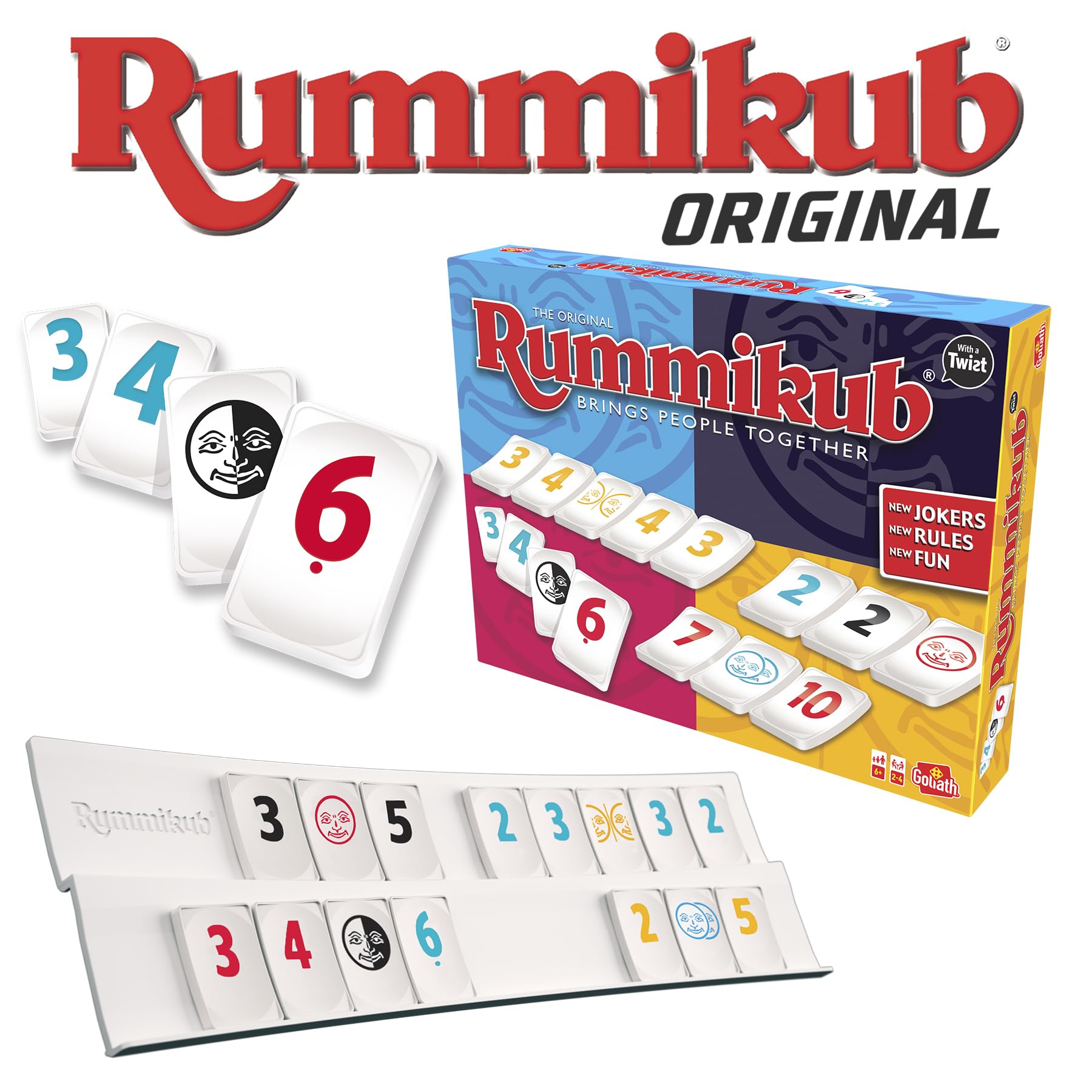 RUMMIKUB Twist - Version Twistée du Classique Rummikub - Jeu de Société avec Chiffres pour Enfants dès 6 ans - Jeu de Stratégie Facile à Transporter - Format Voyage - 2 à 4 joueurs