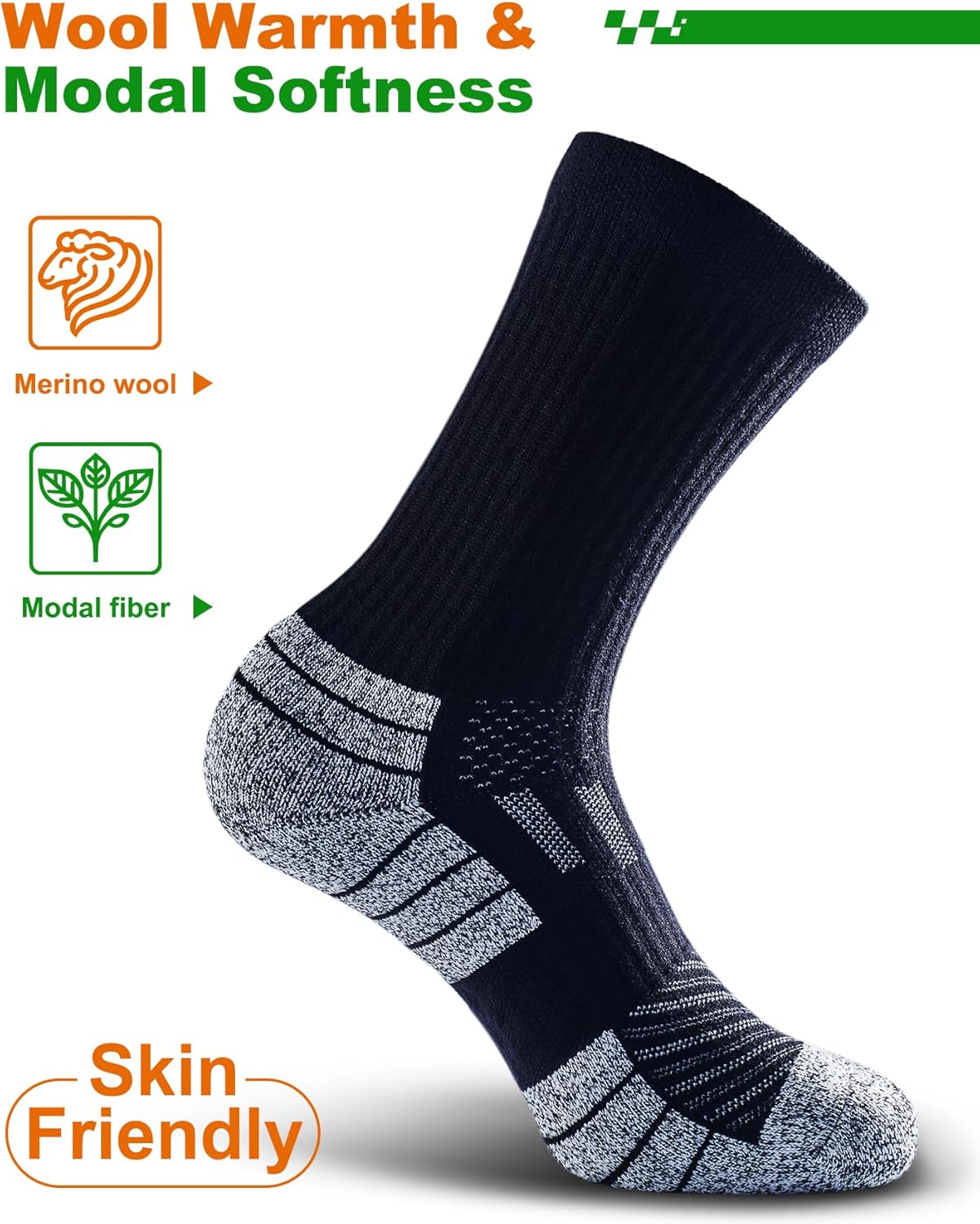 Hiking Socks - Winter Thermal Merino Wool Socks for Men & Women - Thick Crew Socks for Hunting Work - Image 2