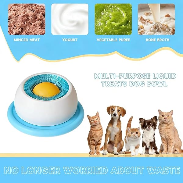 Dog Lick Bowl, Anti-Slip Dog Lick Bowl with Rotating Ball, Interactive Slow Feeding Toy Reduces Anxiety and Boredom (Blue) - 5