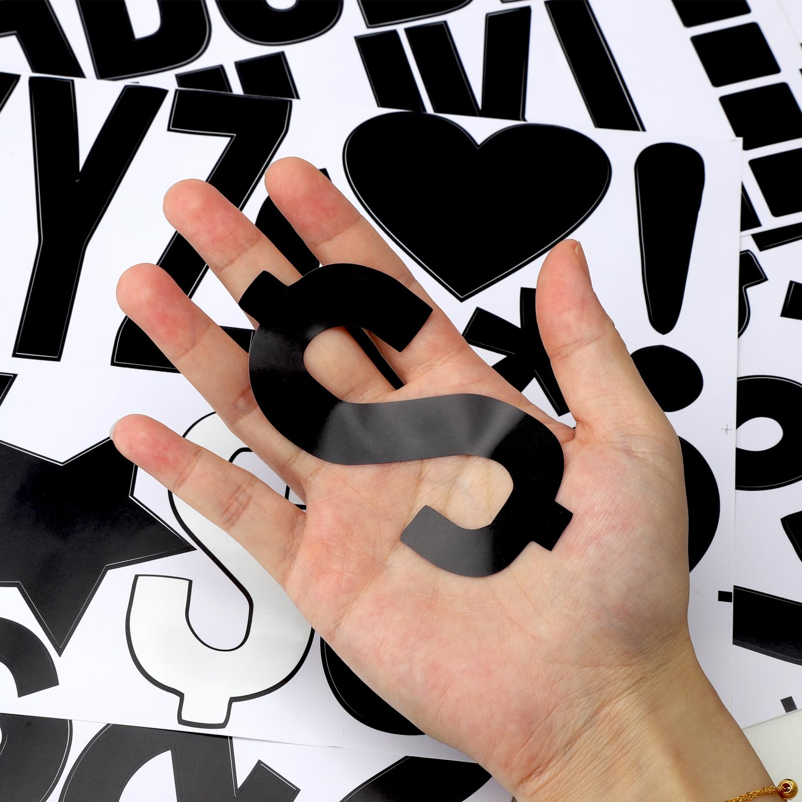 TNSLAND 12 Fogli lettera Adesive e Numeri, Adesive Grandi per Auto 10cm, Adesivi per Decorazione Marcatura Guida, Nero