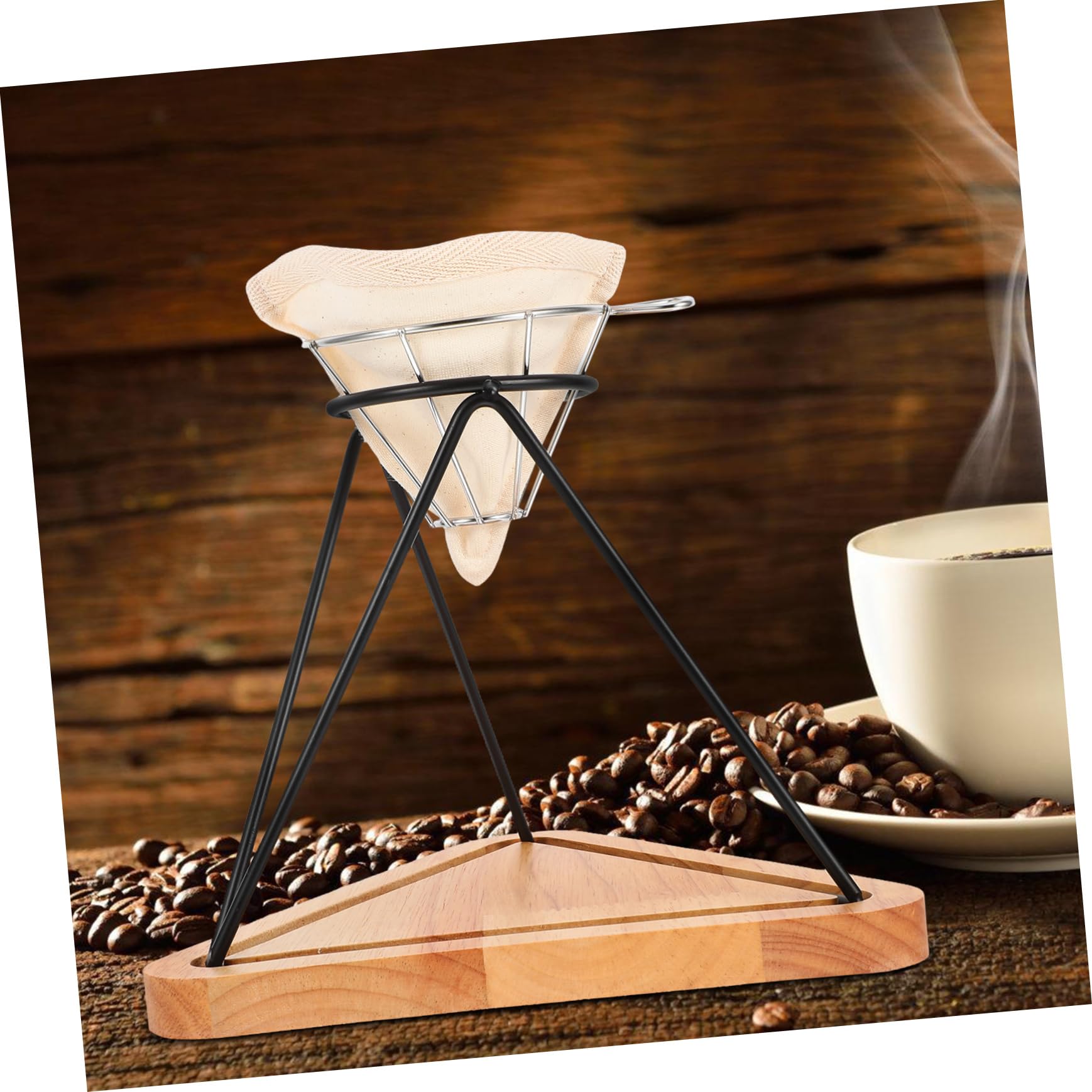 CHILDWEET Kaffeefilterhalterung Aus Edelstahl Mit Trichterkorb Und Filtertuchset Abtropfgestell Für Manuelle Kaffeezubereitung Wiederverwendbar Für Büro Und Zuhause