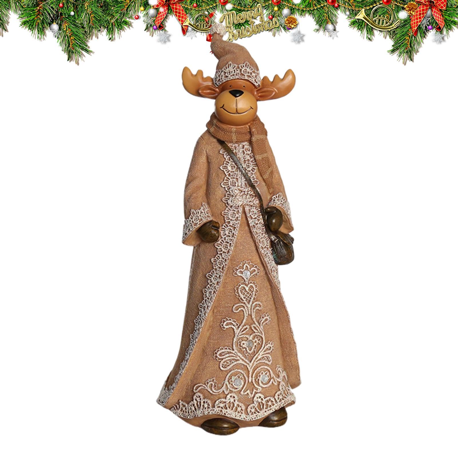 Sculpture de Noël bonhomme de neige imitation lin et statuette résine