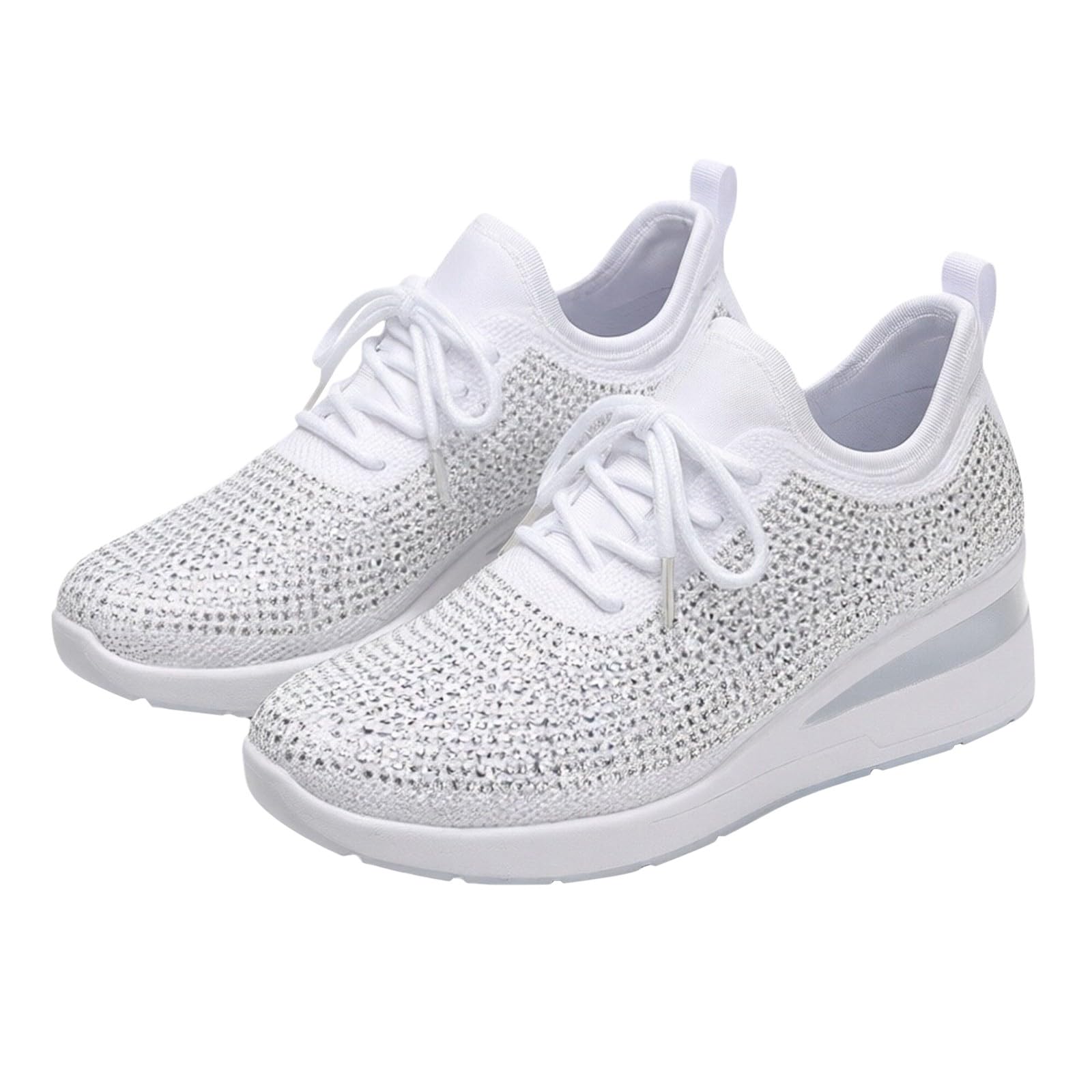Generisch Sneakers da donna con strass Sparkly alla moda con piattaforma glitterata, scarpe da passeggio, estive in rete, traspiranti, leggere, comode, antiscivolo, per il tempo libero