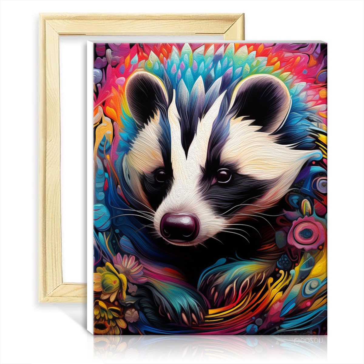 TANGFEIY Paint by Number Animals Honey Badger DIY Paint by Numbers Kits with Brushes and Acrylic Pigment on Canvas House Art Deco Crafts No Frame(40x50cm)