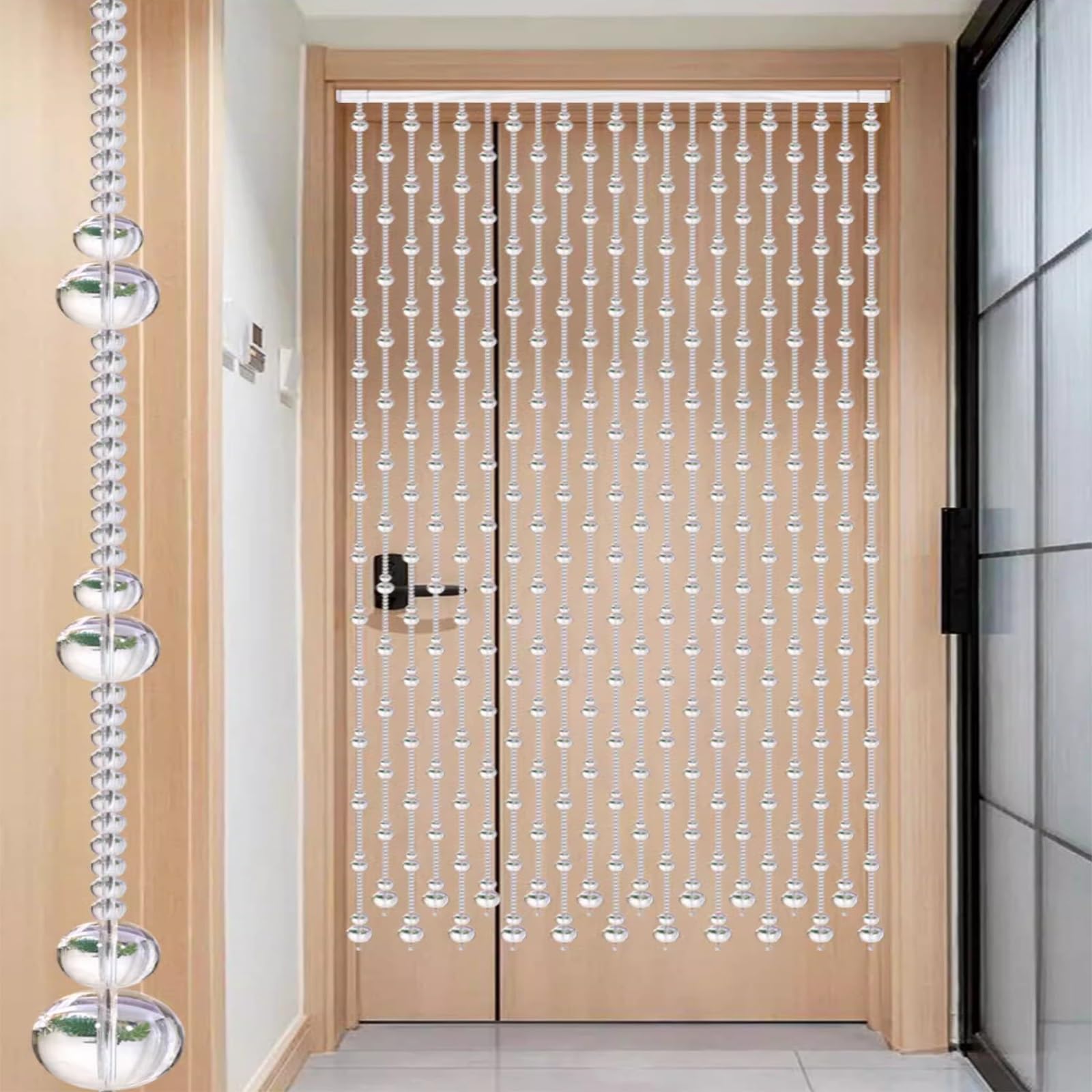 Kryształowa zasłona z koralikami do dekoracji wnętrz przezroczyste szklane koraliki przegroda do drzwi lub pokoju wiszący panel zasłonowy z koralikami o długości 155 cm